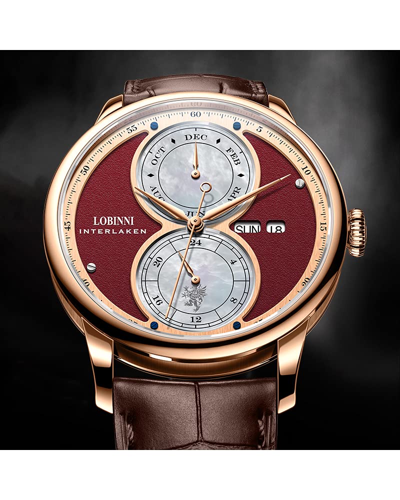 LOBINNI Men's Automatic Mechanical Watch - Stainless Steel Dress Watch with Week Calendar - Luxury Top Brand Timepiece for Business, Formal Events & Everyday Wear