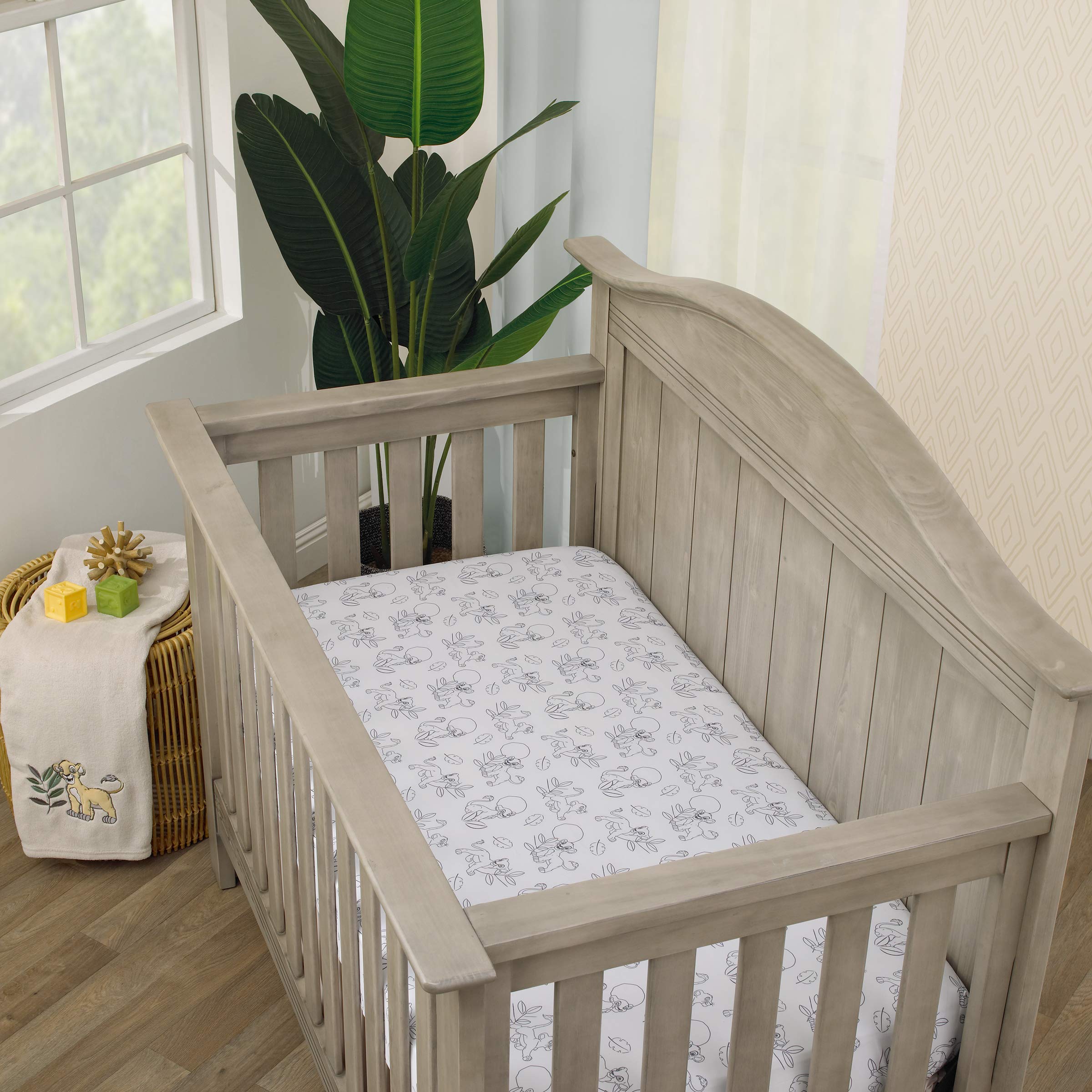 Disney The Lion King 3-Piece Nursery Crib Bedding Set - Comforter, Fitted Sheet & Skirt in Grey, Sage, Ivory & Yellow | Baby Boy/Girl Nursery Decor | Perfect for Themed Rooms & Gift Giving (7512276P)