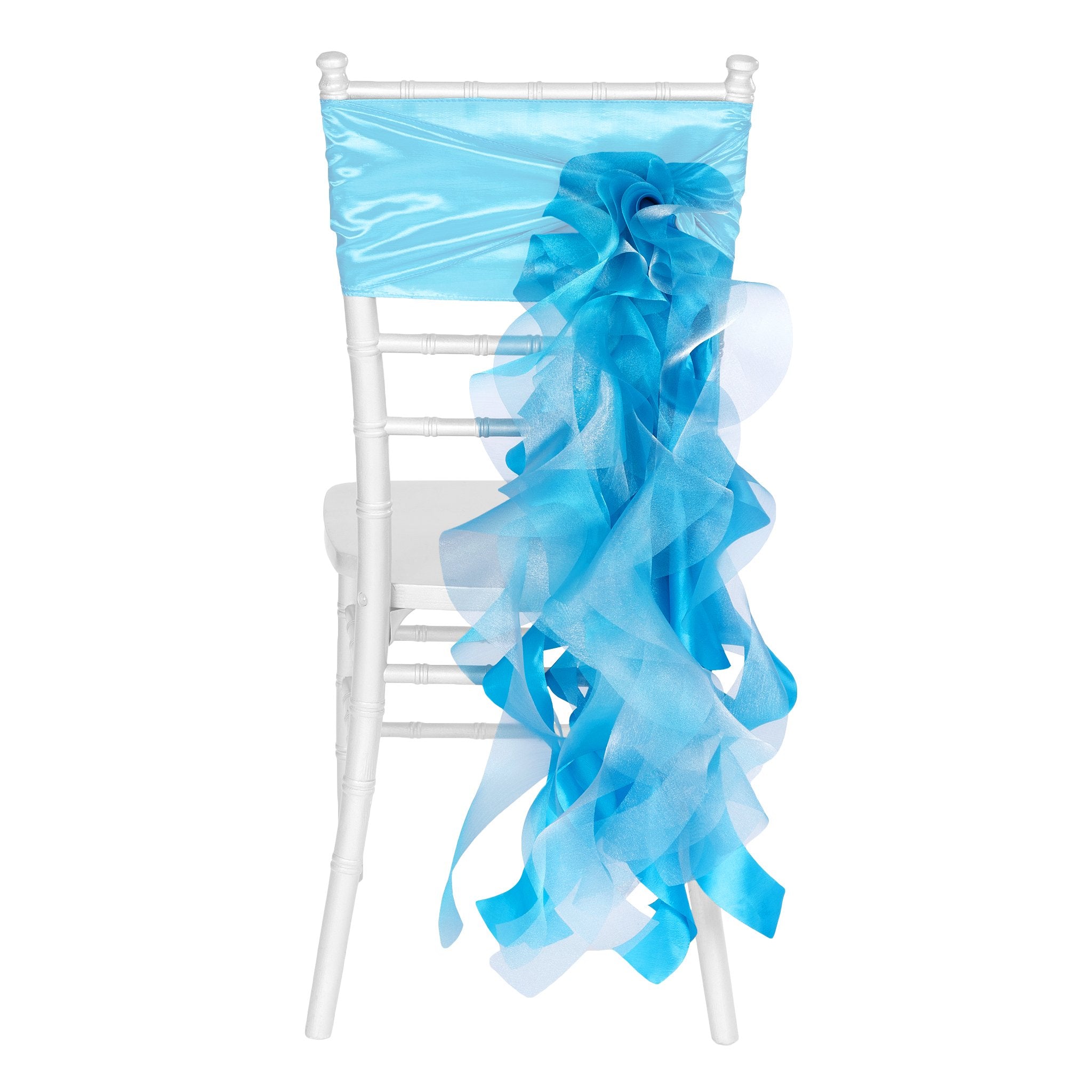 Curly Willow Chair Sash - Aqua Blue Wedding Decor | Elegant Chair Cover Bands for Bridal Shower, Baby Shower & Party Decorations