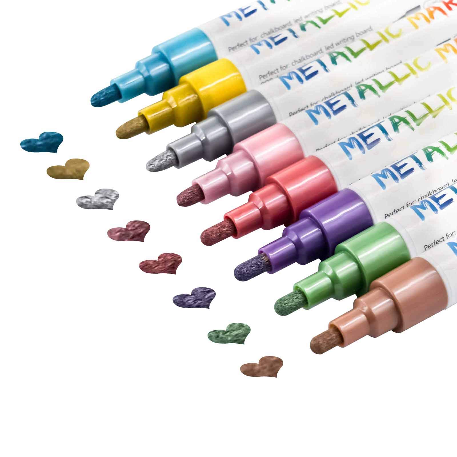 Metallic Liquid Chalk Markers - 8 Pack with 6mm Bold Tip, Erasable Chalk Pens for Blackboard, Bistro Menu & Window Writing - Perfect for Restaurants, Cafes, Classrooms & DIY Projects