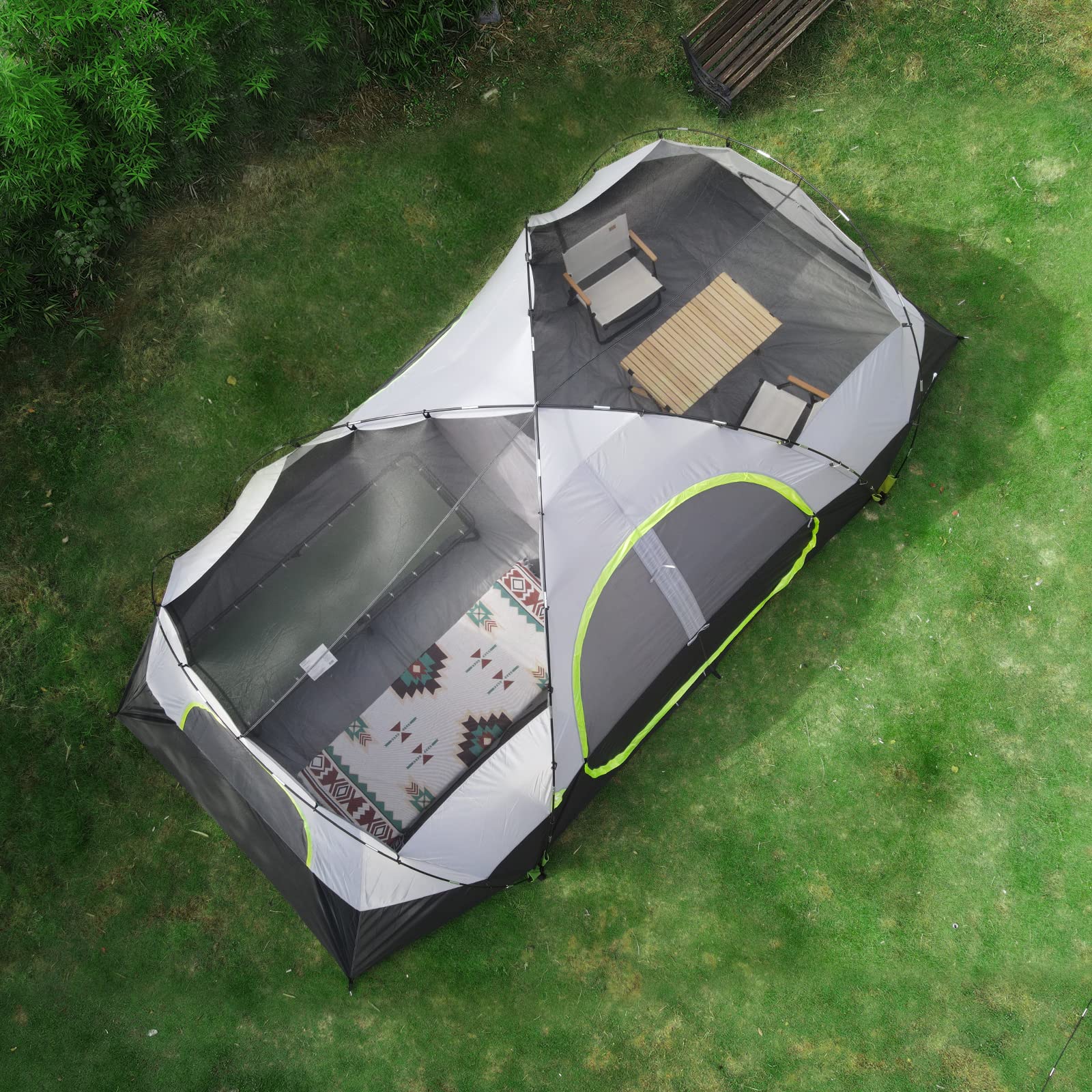 UNP 10-Person Family Camping Tent - Large Easy Setup, 2 Room, Waterproof & Weather Resistant for Outdoor Adventures - 18ft x 9ft x78in with 5 Mesh Windows - Perfect for Camping, Backpacking, Music Festivals, and Family Gatherings