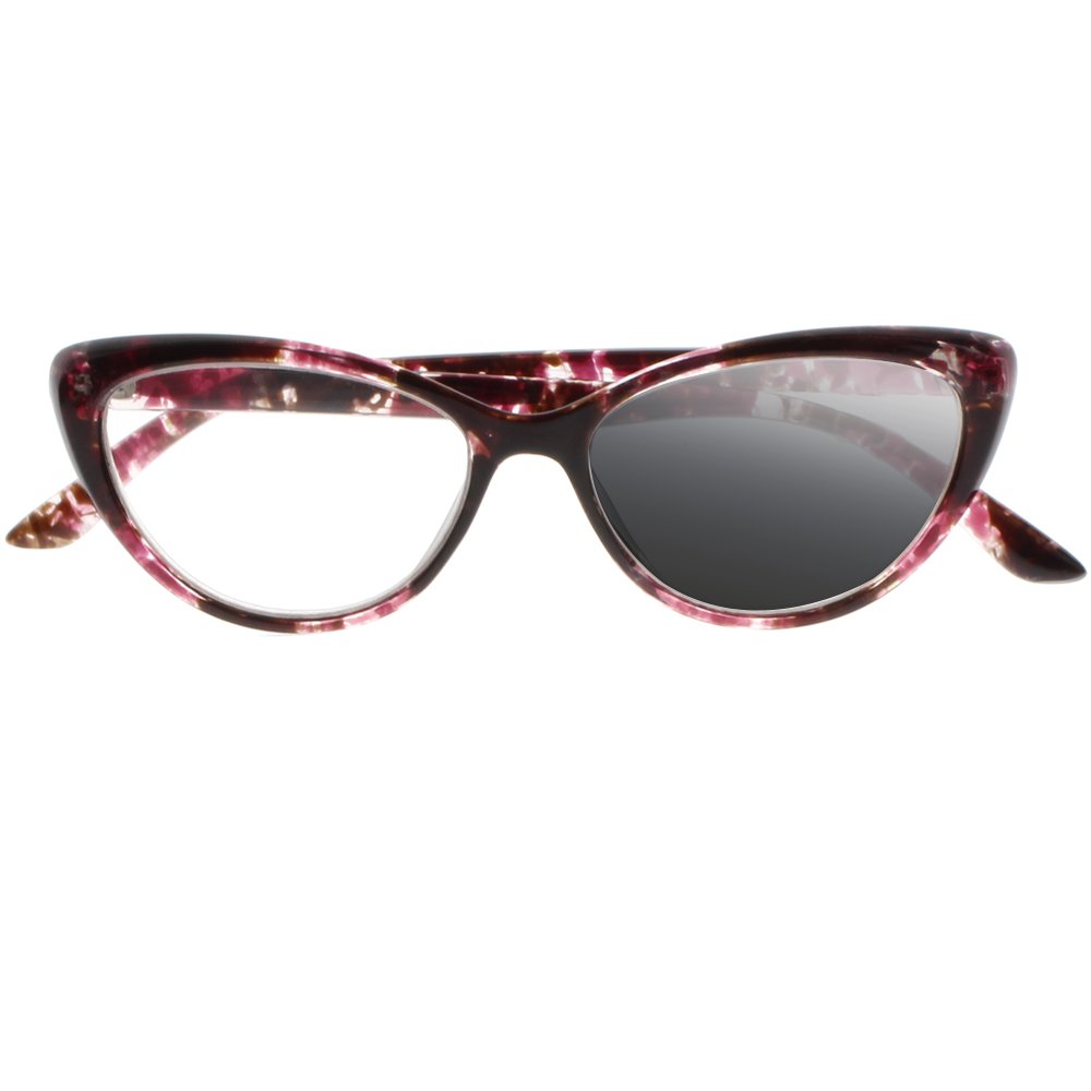 Bifocal Cat Eye Reading Glasses for Women - Photochromic Sun Readers for Outdoor & Reading