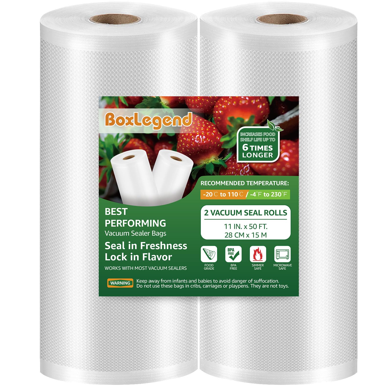 Premium Vacuum Sealer Bags for Food Storage - 2 Pack (11