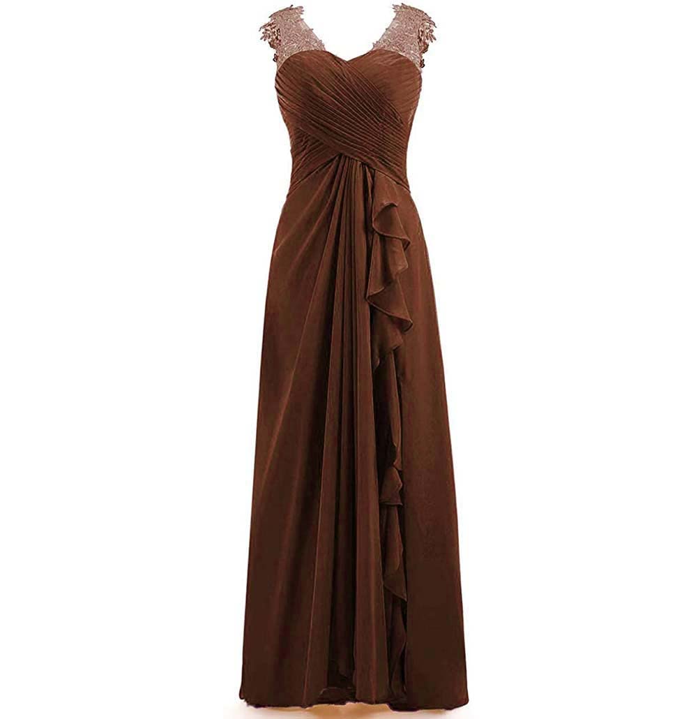 Elegant Lace Appliques Chiffon Mother of The Bride Dress - Sleeveless Long Formal Evening Gown for Weddings, Prom & Special Occasions