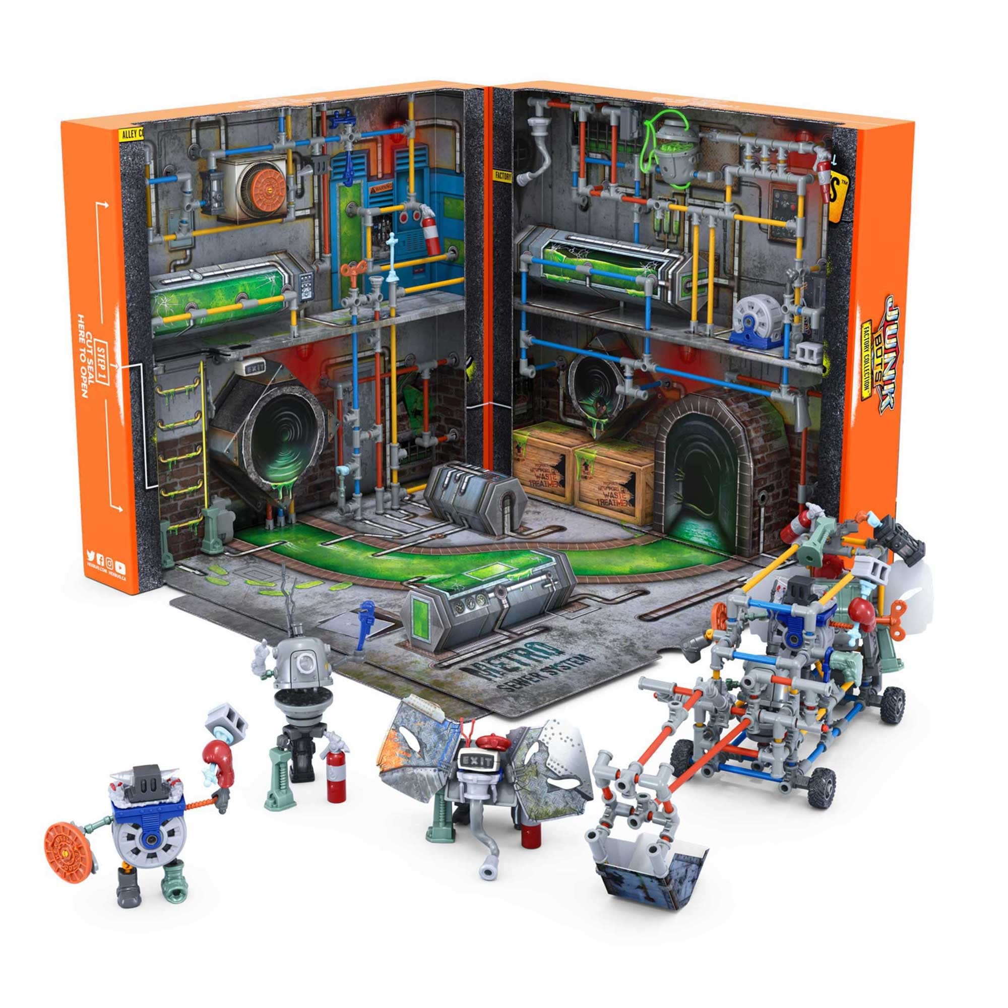 HEXBUG JUNKBOTS Large Factory Habitat Metro Sewer System - 285+ Piece Construction Toy Playset for Kids Ages 5+, STEM Building Toys for Boys & Girls with Surprise Action Figures - Perfect for Creative Play & Indoor STEM Activities