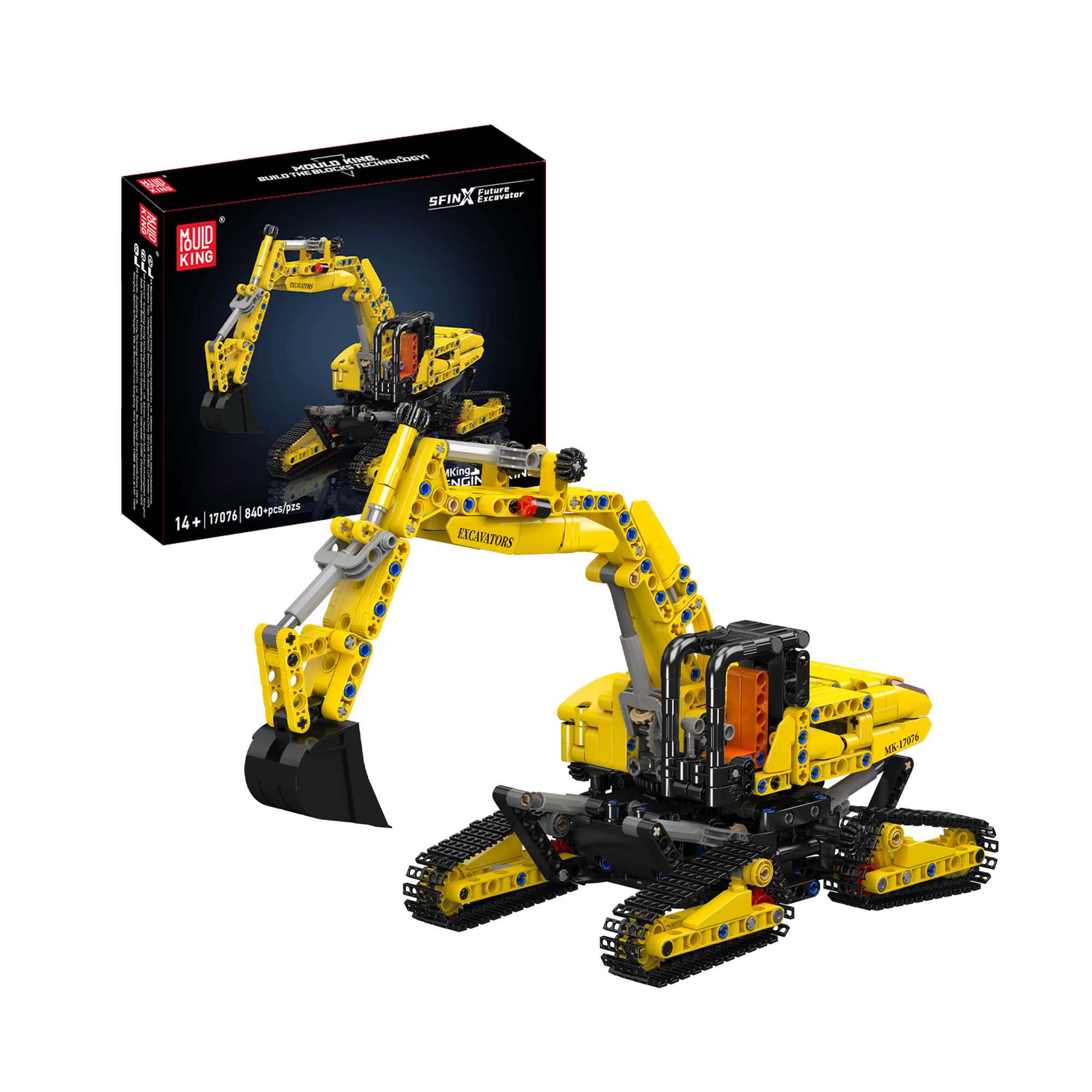 Mould King 17076 SFINX Future Excavator Building Set - 840 Piece Construction Toy for Kids & Adults | STEM Educational Building Blocks for Creative Play, Birthday Gifts & Home Decoration