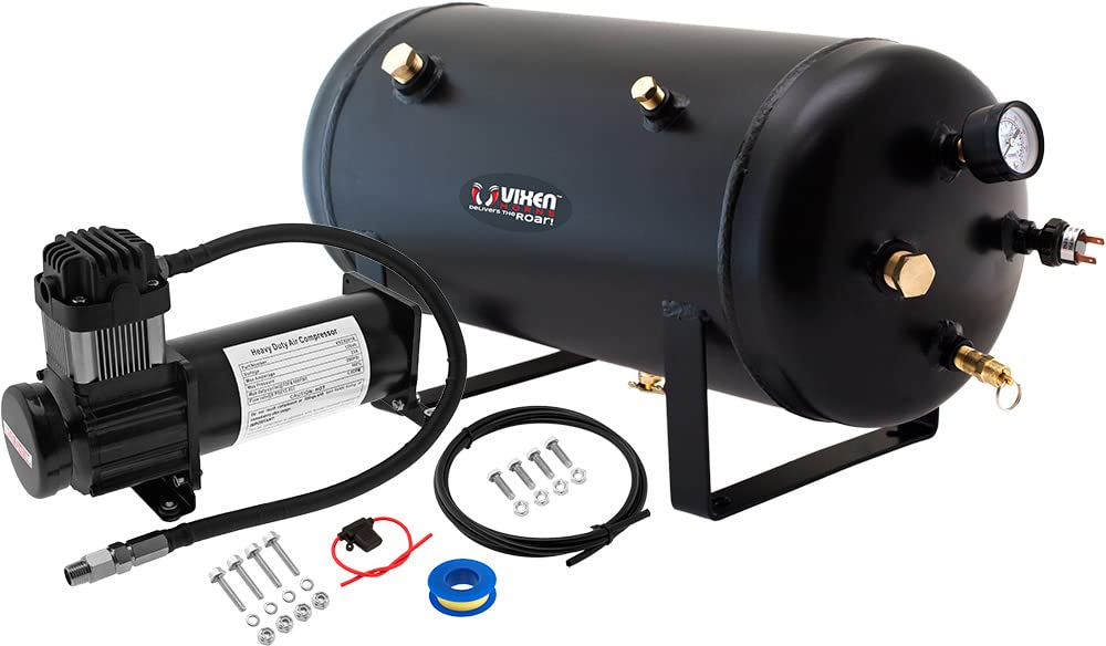 Vixen Horns 5 Gallon (18 Liter) 12V Train & Air Horn Kit with 200 PSI Onboard Compressor System VXO8350B - Perfect for Trucks, Boats & Emergency Vehicles