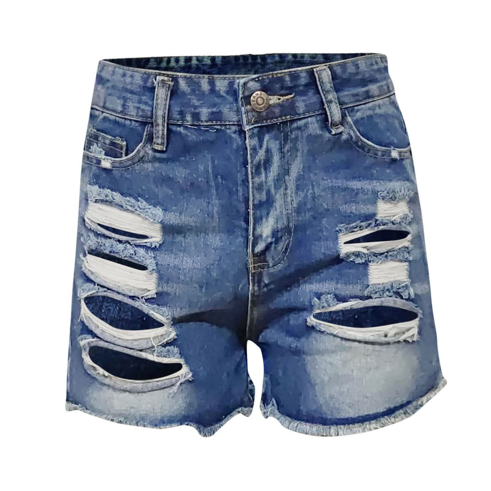Rvidbe Women's Ripped Denim Shorts - Mid Rise Distressed Stretchy Jean Shorts for Women | Perfect for Casual Outfits, Summer Wear & Street Style