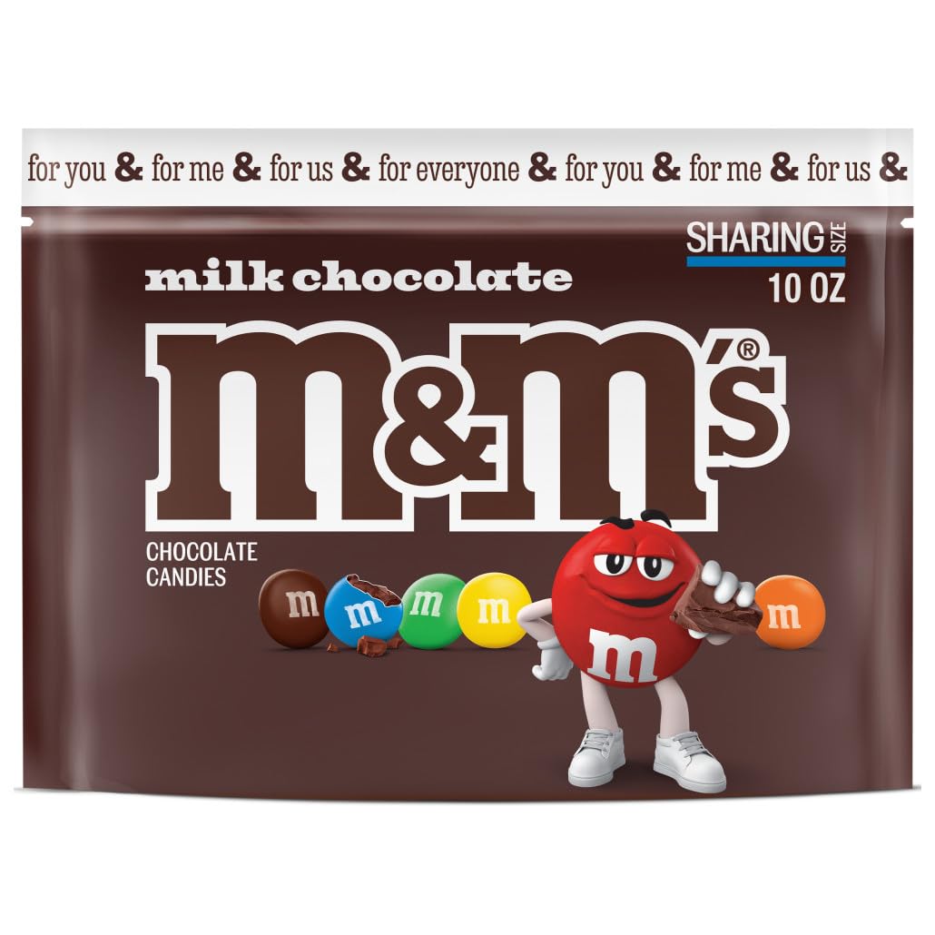 M&M'S Milk Chocolate Candy - 10 oz Resealable Sharing Size Bag - Perfect for Parties, Movie Nights & Office Snacks