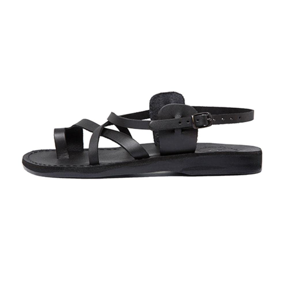 Premium Men's Leather Toe Loop Sandals - The Good Shepherd Buckle Design - Comfortable Casual & Outdoor Footwear for Beach, Travel, and Summer Walking