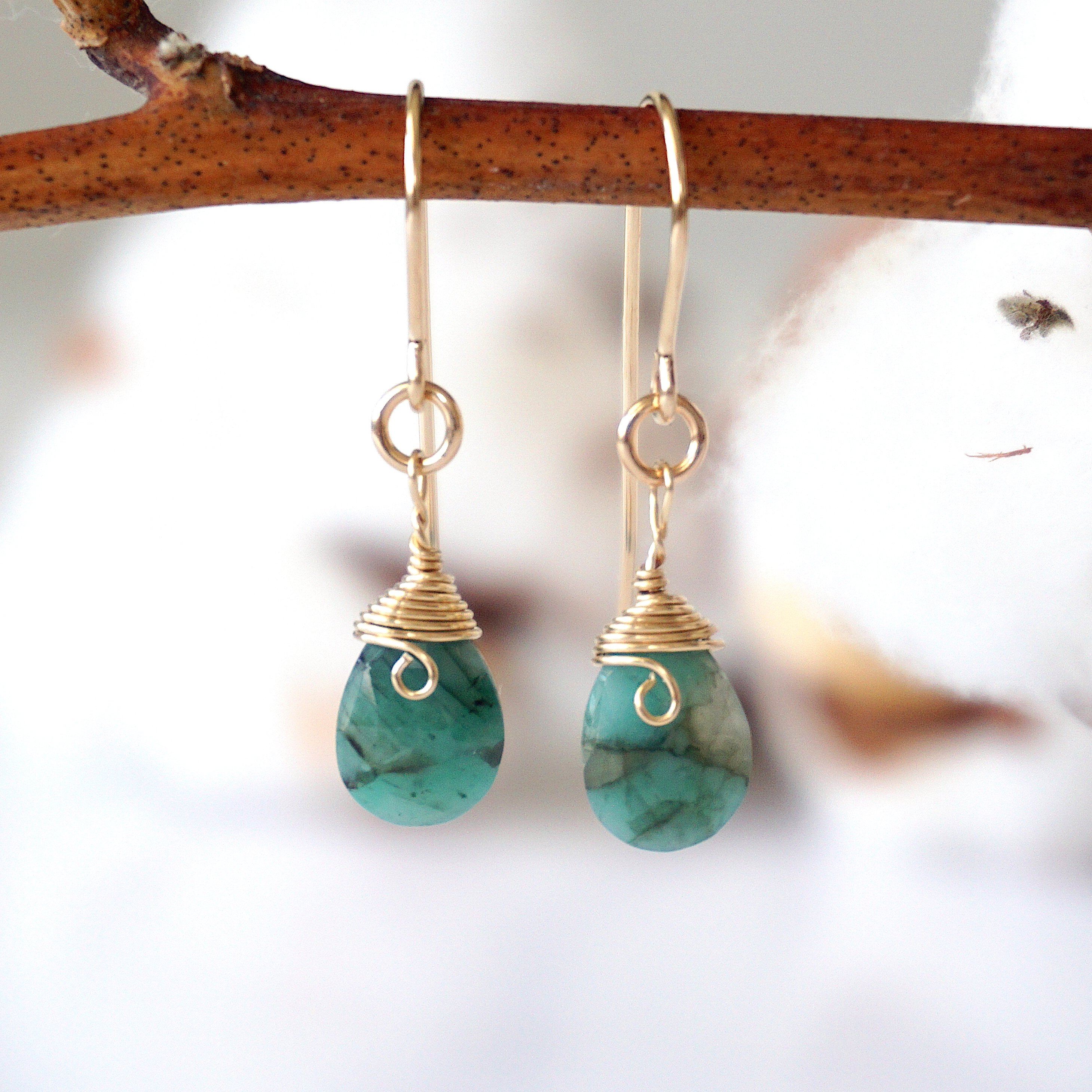 14K Gold Filled Emerald Teardrop Earrings for Women - Elegant Dangle Earrings for Wedding, Party & Special Occasions