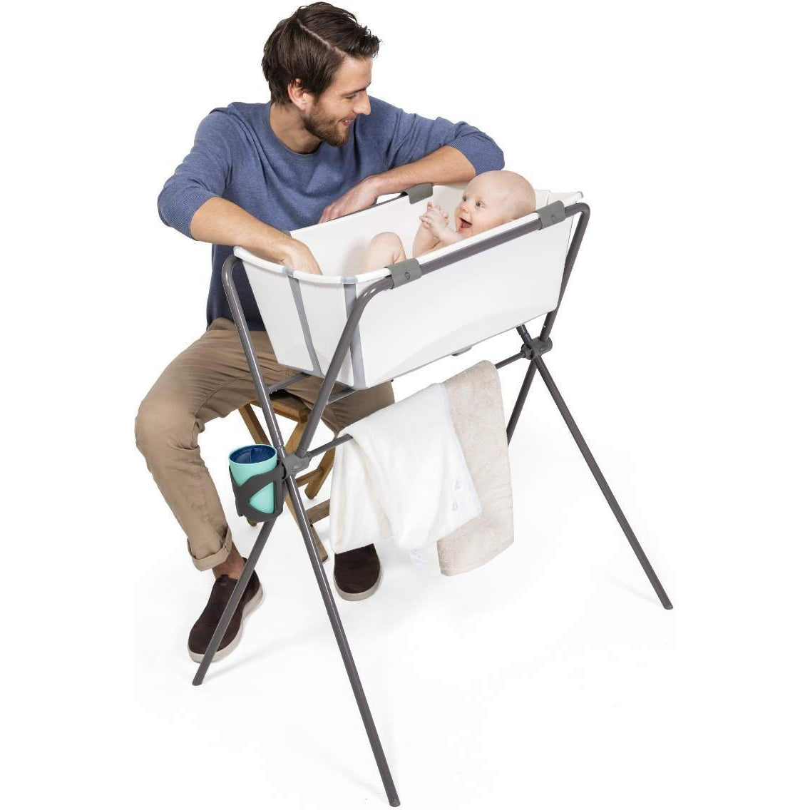 Stokke Flexi Bath Stand - Foldable Baby Bathtub for Newborns & Toddlers - Space-Saving Bathing Solution for Home & Travel - Perfect for Small Spaces & On-the-Go Families