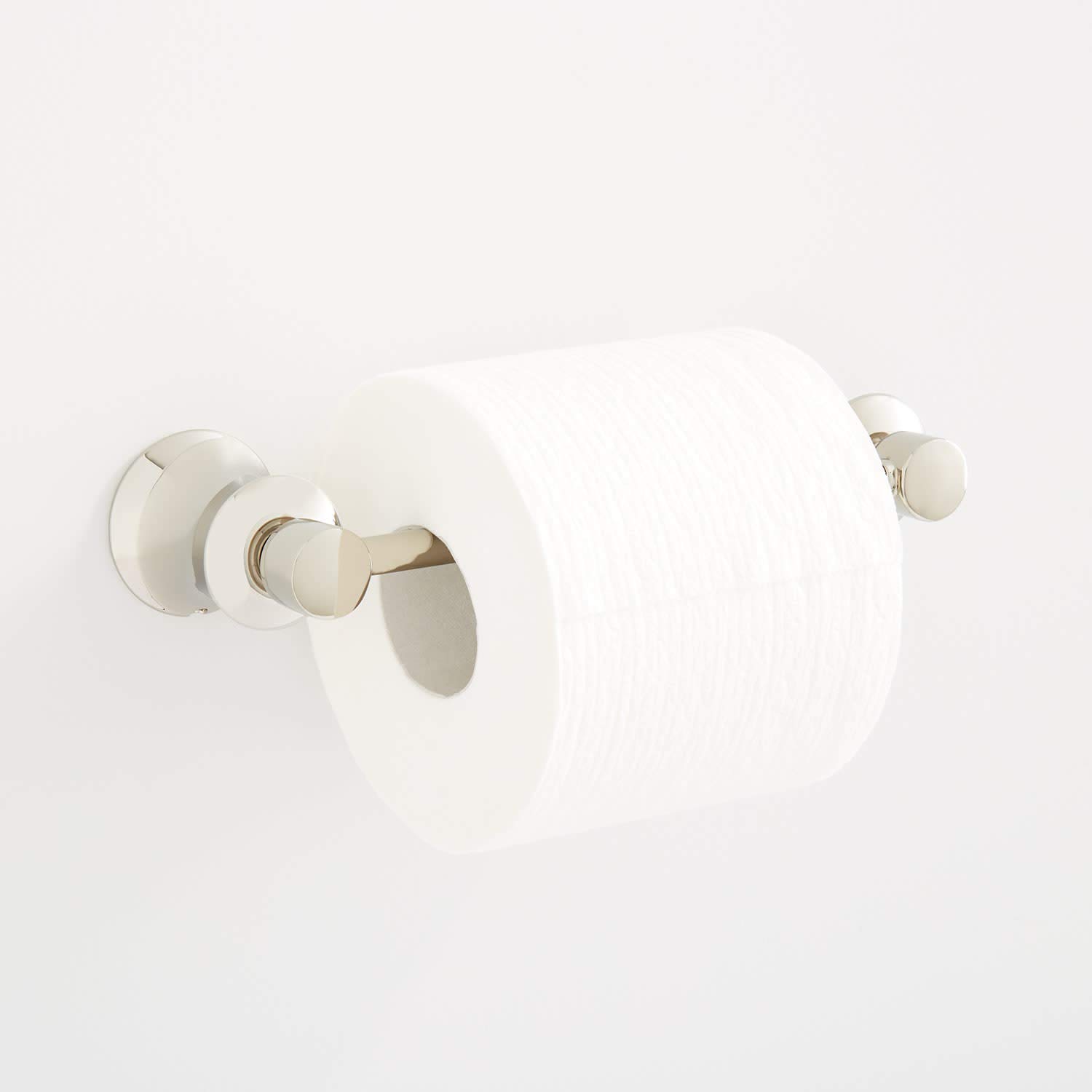 Signature Hardware 446872 Pendleton Double Post Toilet Paper Holder - Polished Nickel Finish - Bathroom Tissue Roll Stand - Modern Bathroom Accessory for Home & Commercial Use