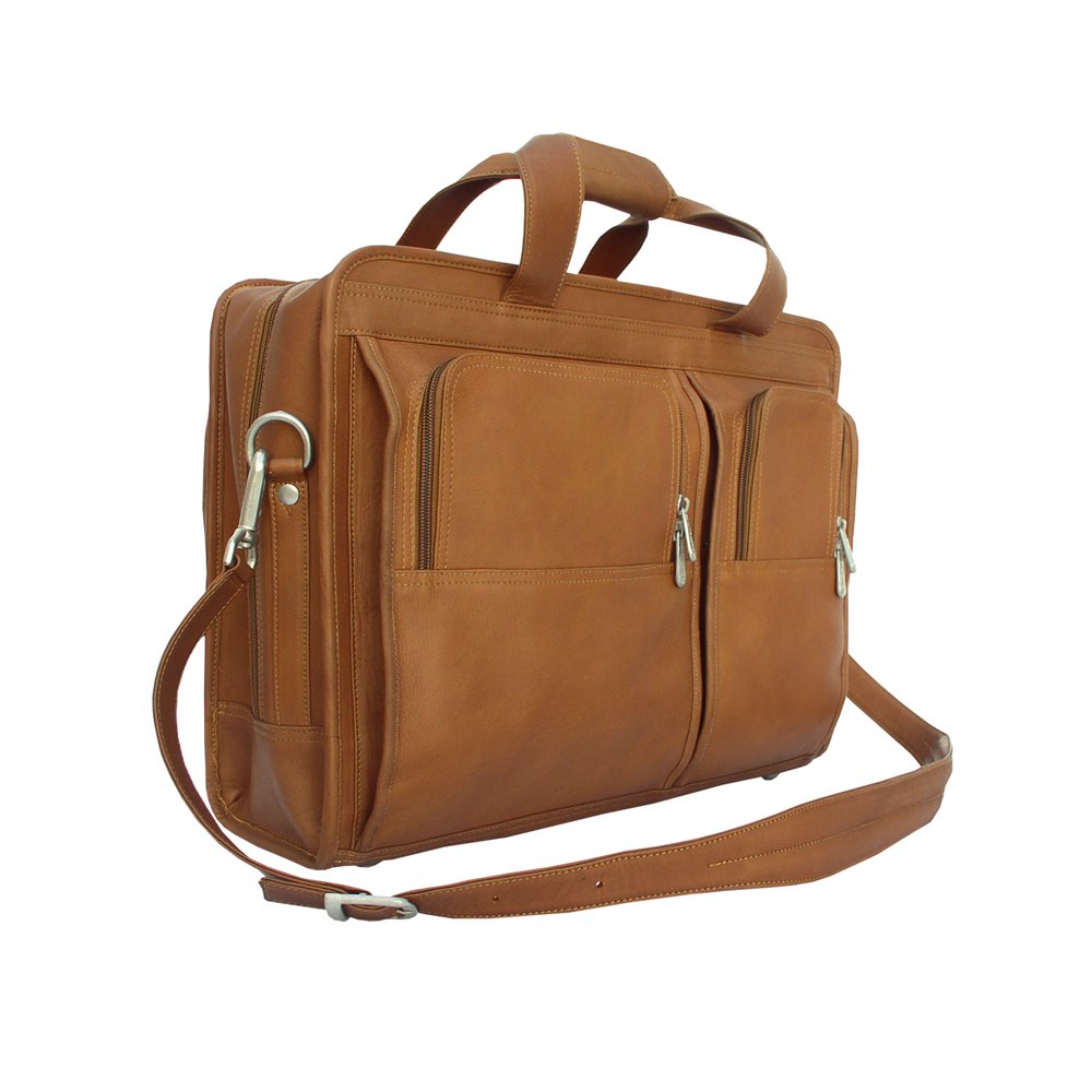 Professional Laptop Briefcase for Business & Travel - Durable Saddle Leather Portfolio with Adjustable Shoulder Strap - Perfect for Office, Meetings & Commuting