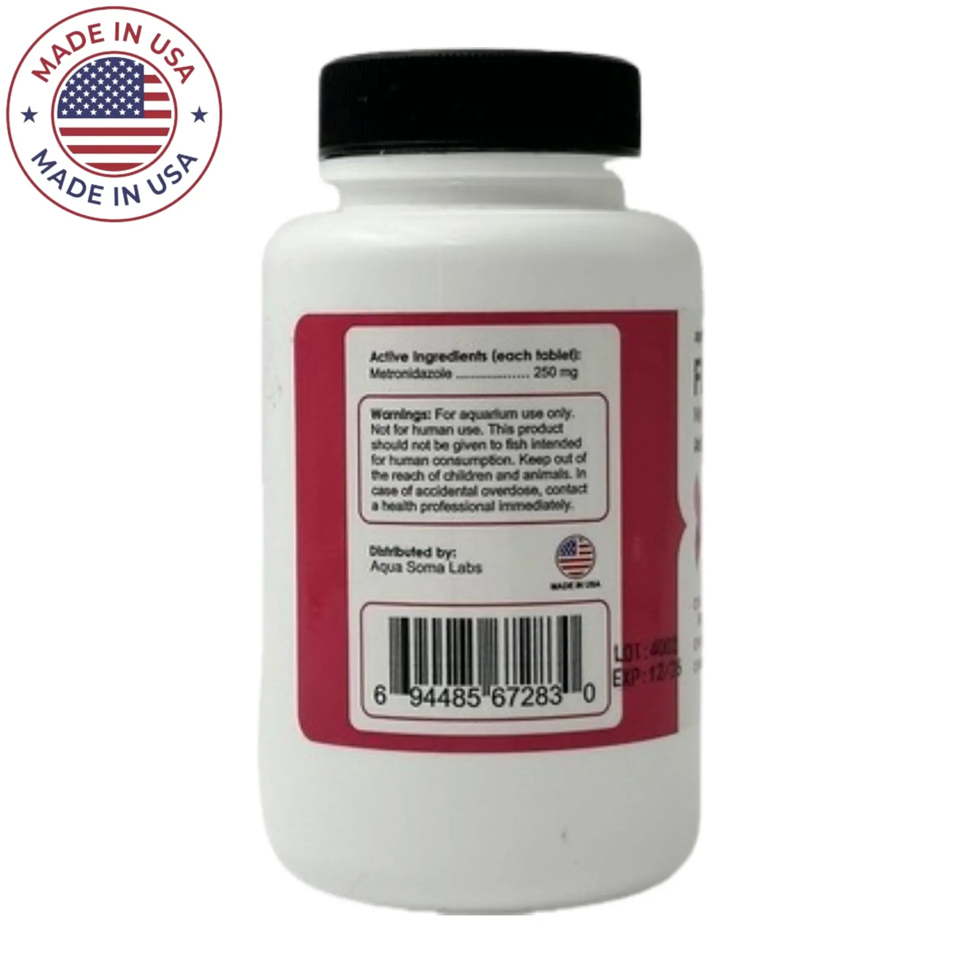 Fish Aid Metronidazole 250mg - 60 Tablets Fish Antibiotic Treatment for Aquarium & Pond Fish | Effective Against Parasites & Bacterial Infections | Ideal for Home Fish Care & Water Garden Use