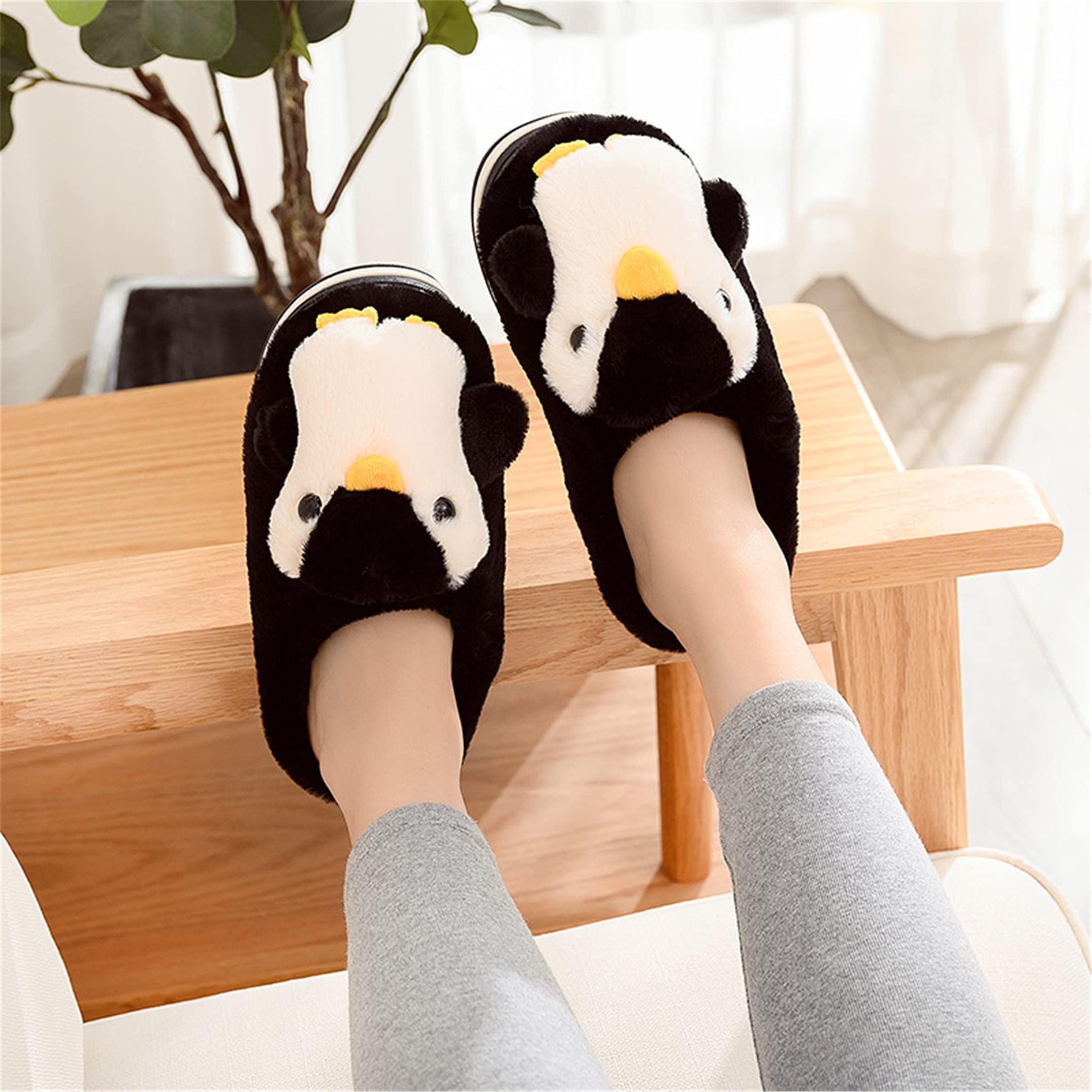 YILANLAN Women's Plush Winter Slippers - Cozy Animal Penguin House Shoes for Indoor Comfort, Warm Fuzzy Home Footwear for Relaxing & Lounging