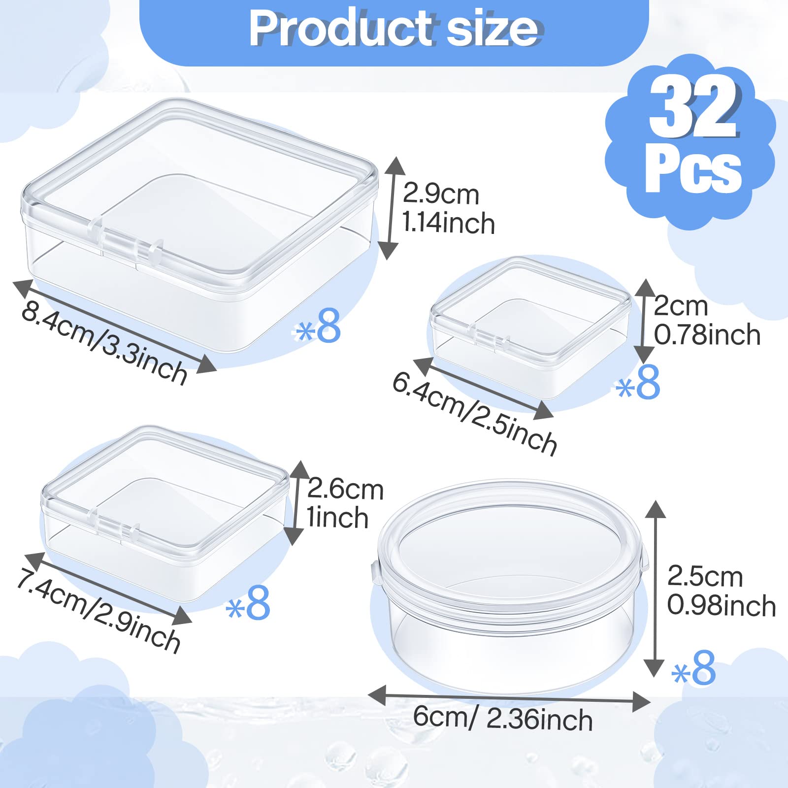 32 Pcs Clear Plastic Storage Containers for Board Game Tokens & Dice - Mixed Sizes Organizer Boxes with Lids for Game Components, Card Accessories - Perfect for Game Nights, Travel & Home Organization