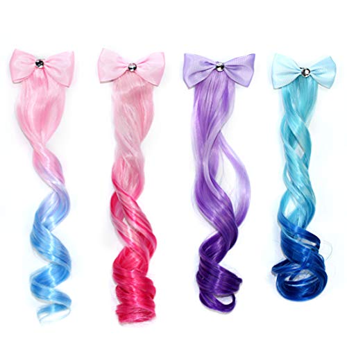 Ombre Curly Hair Clips 4 Pack - Girls Party Hair Accessories Gift for Dressing Up