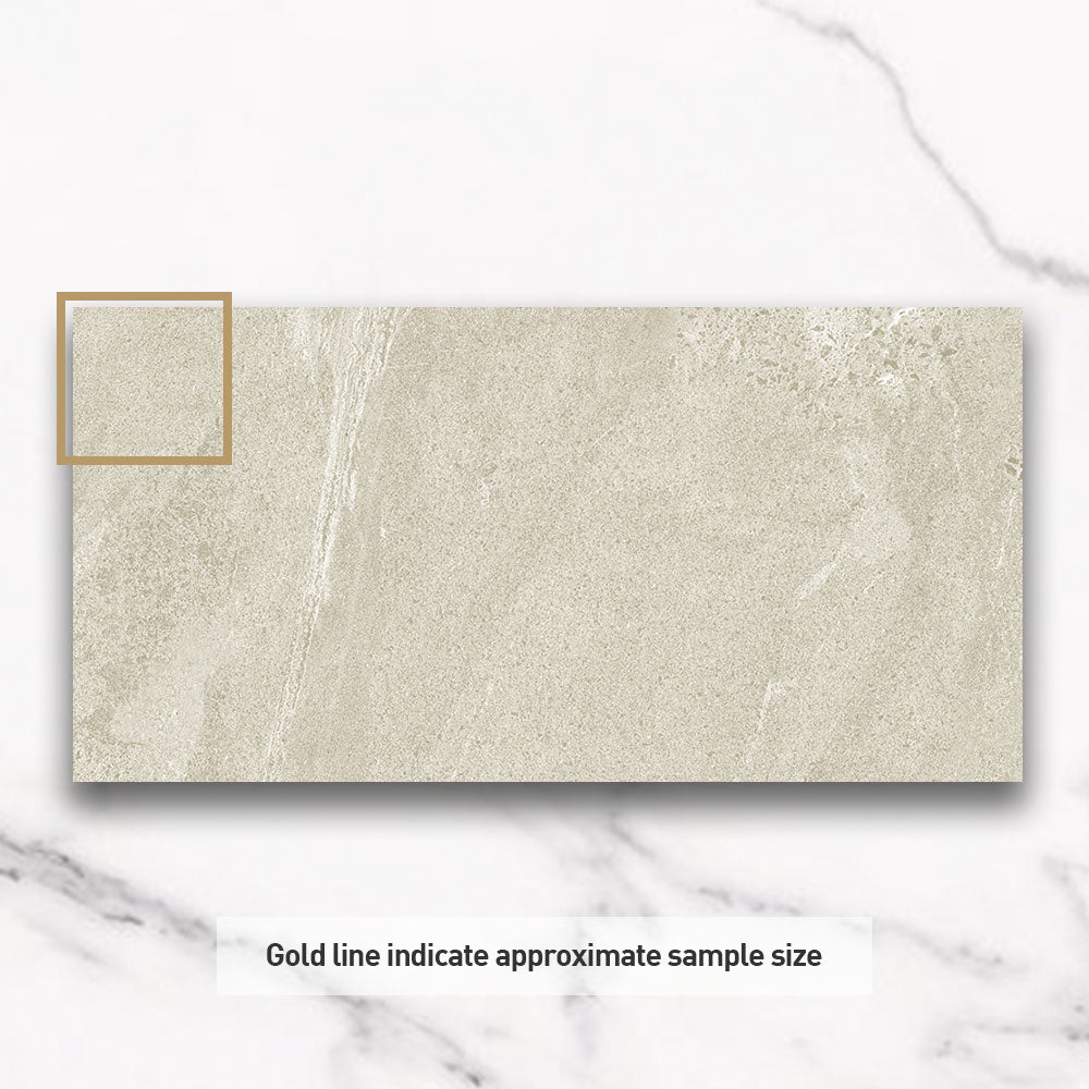 Elysium Beige 300x600mm Matt Limestone Look Porcelain Tile - Perfect for Bathroom, Kitchen & Living Room Flooring