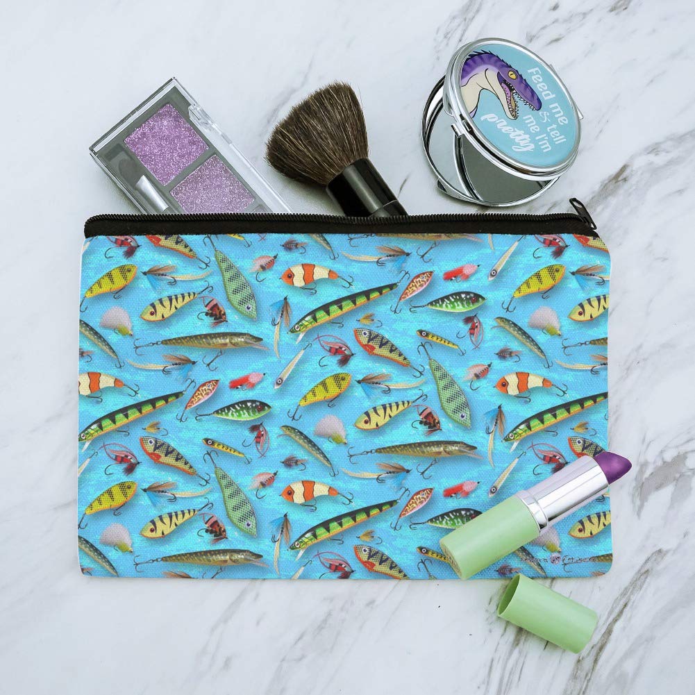 Premium Fishing Flies Lures & Cosmetic Bag Organizer - Waterproof Fish Pattern Makeup Pouch for Travel & Outdoor Adventures