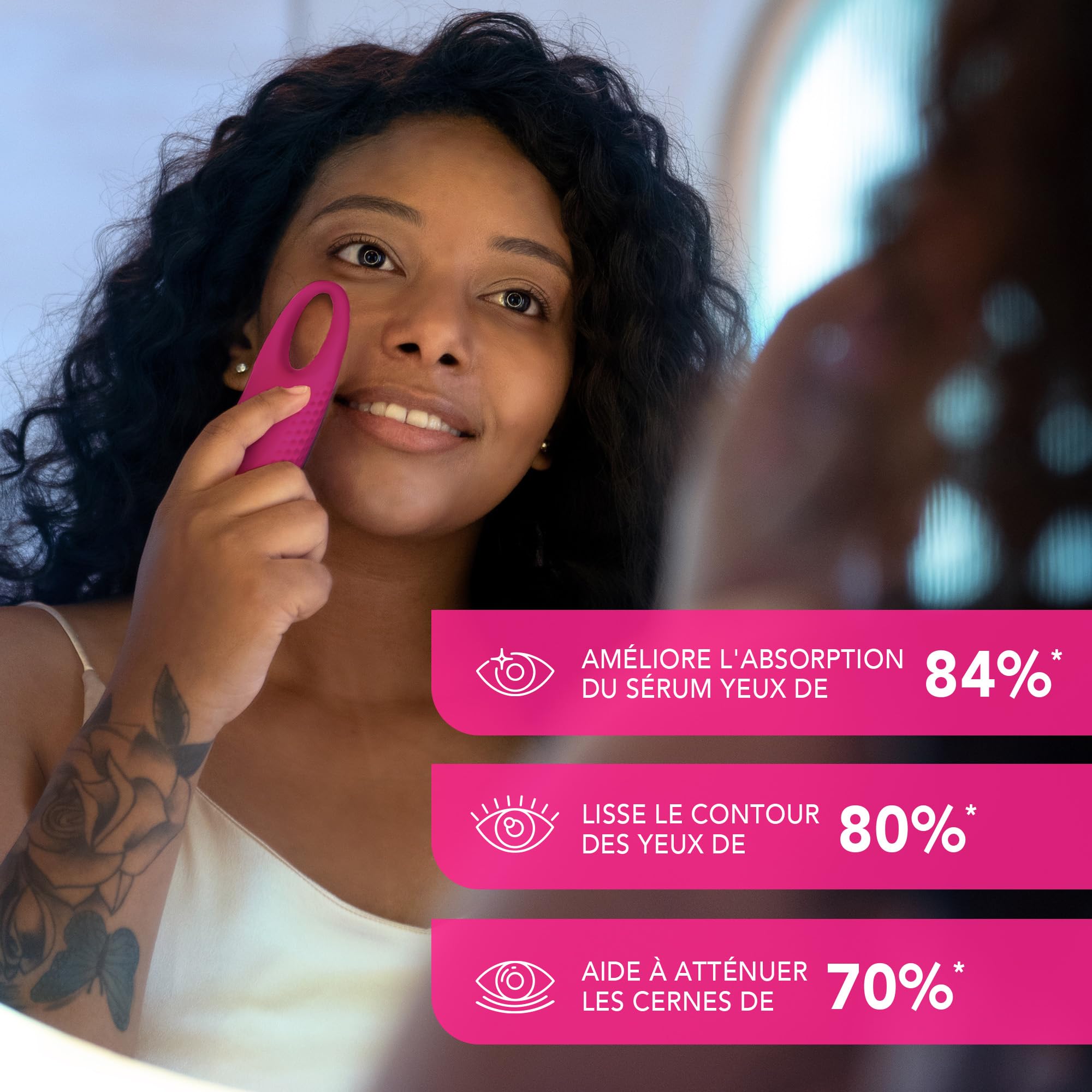 FOREO IRIS 2 Eye Massager for Dark Circles, Puffiness & Wrinkles - Anti-Aging Eye Treatment with Hygienic Silicone - Drainage Massage for Puffy Eyes - Fuchsia (F0637) - Perfect for Morning Routine & Travel Skincare
