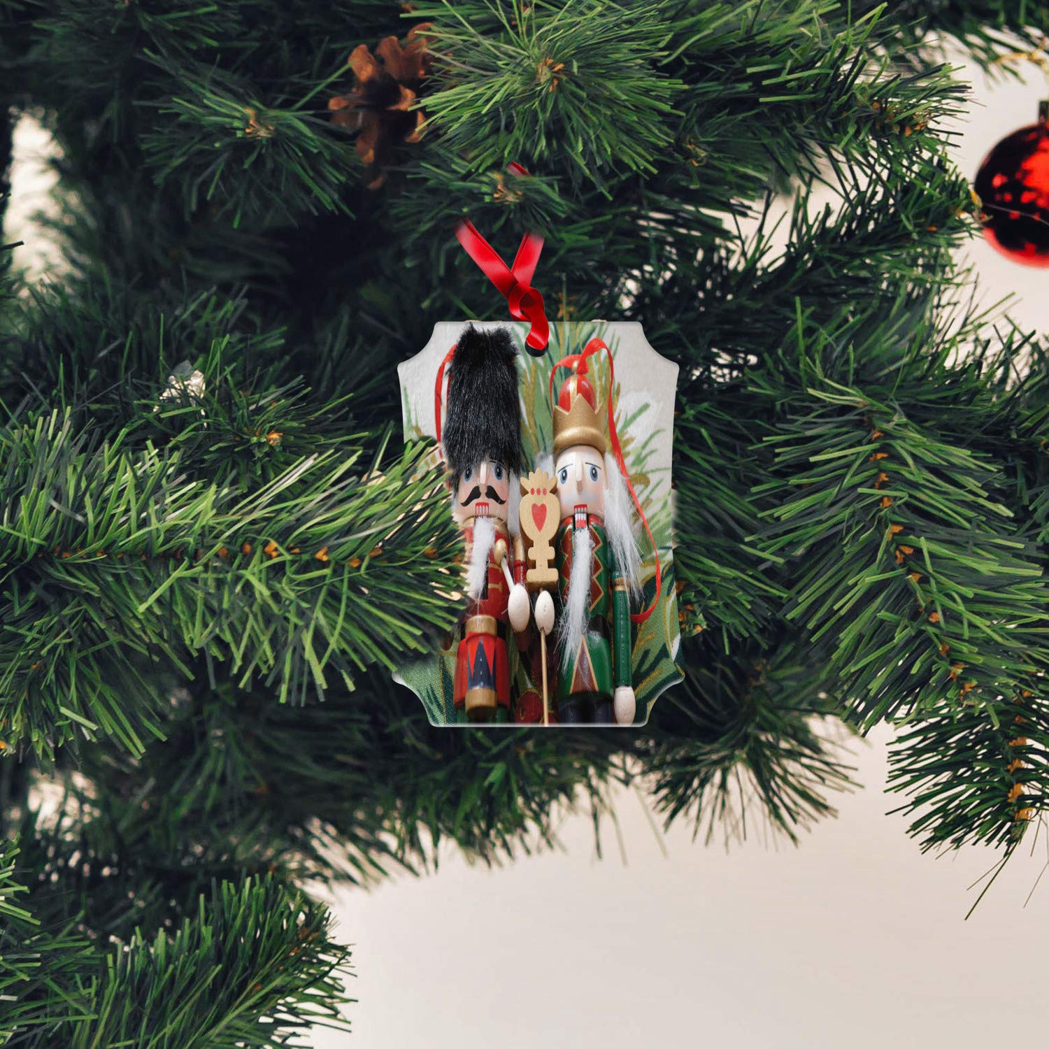 Christmas Nutcracker Flat Ornament - Aluminum Hanging Decoration with Cartoon Print, 3.94