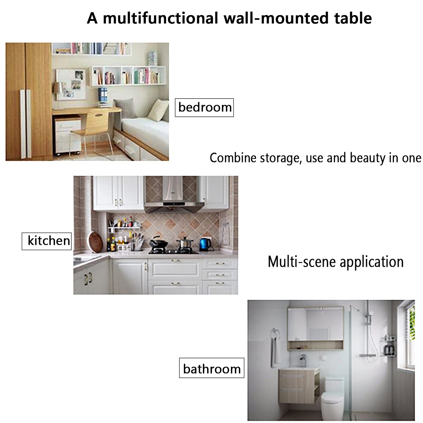 Space Saving Wall Mounted Drop Leaf Folding Table - Compact Hanging Desk for Small Bedroom, Apartment, Balcony & Dining Room | Perfect for Tiny Homes, Studio Apartments & Office Nooks