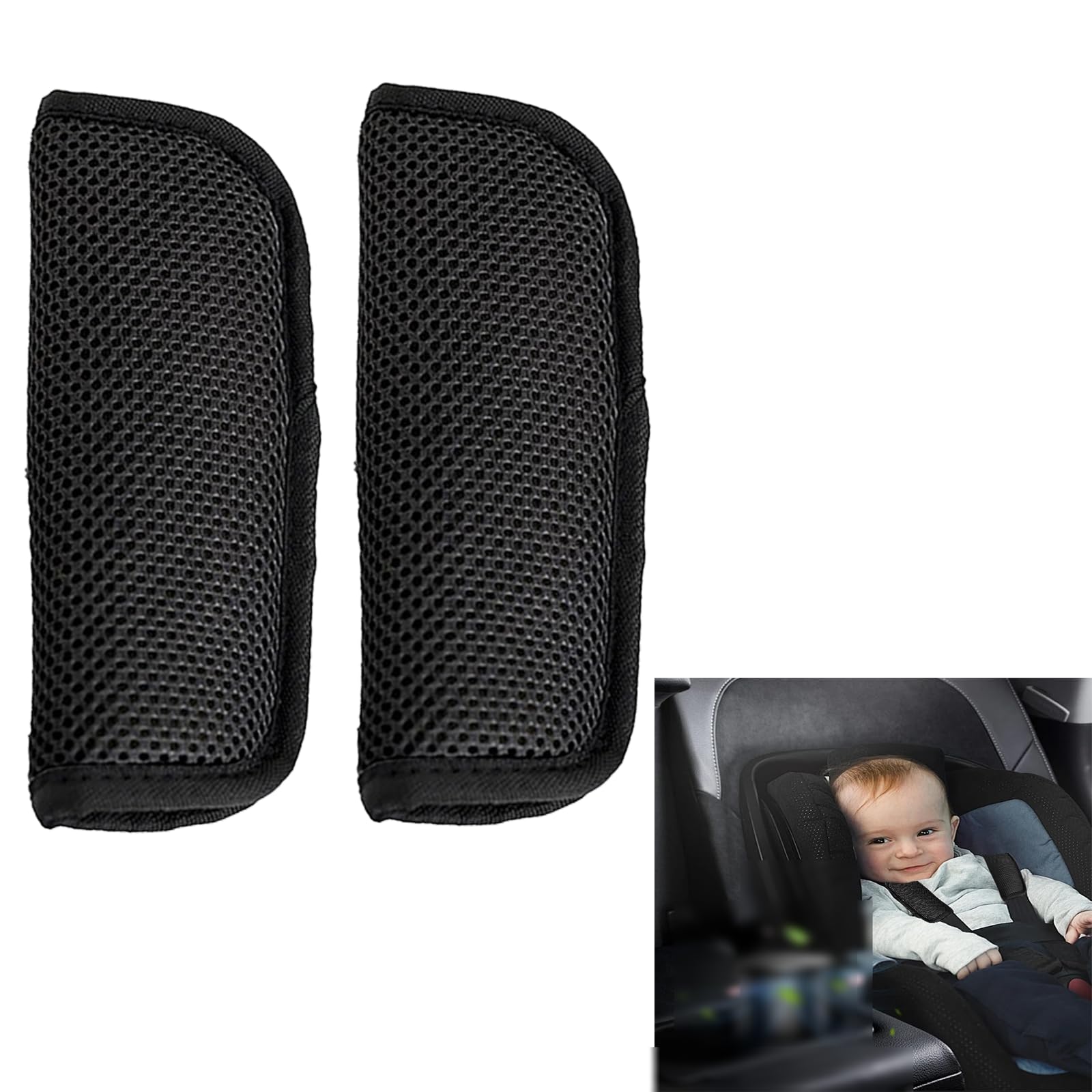 2 Pack Universal Car Seat Strap Covers - Soft Shoulder & Neck Pads for Baby & Kids - Comfortable Seat Belt Protectors for Long Rides, Travel, and Daily Commute