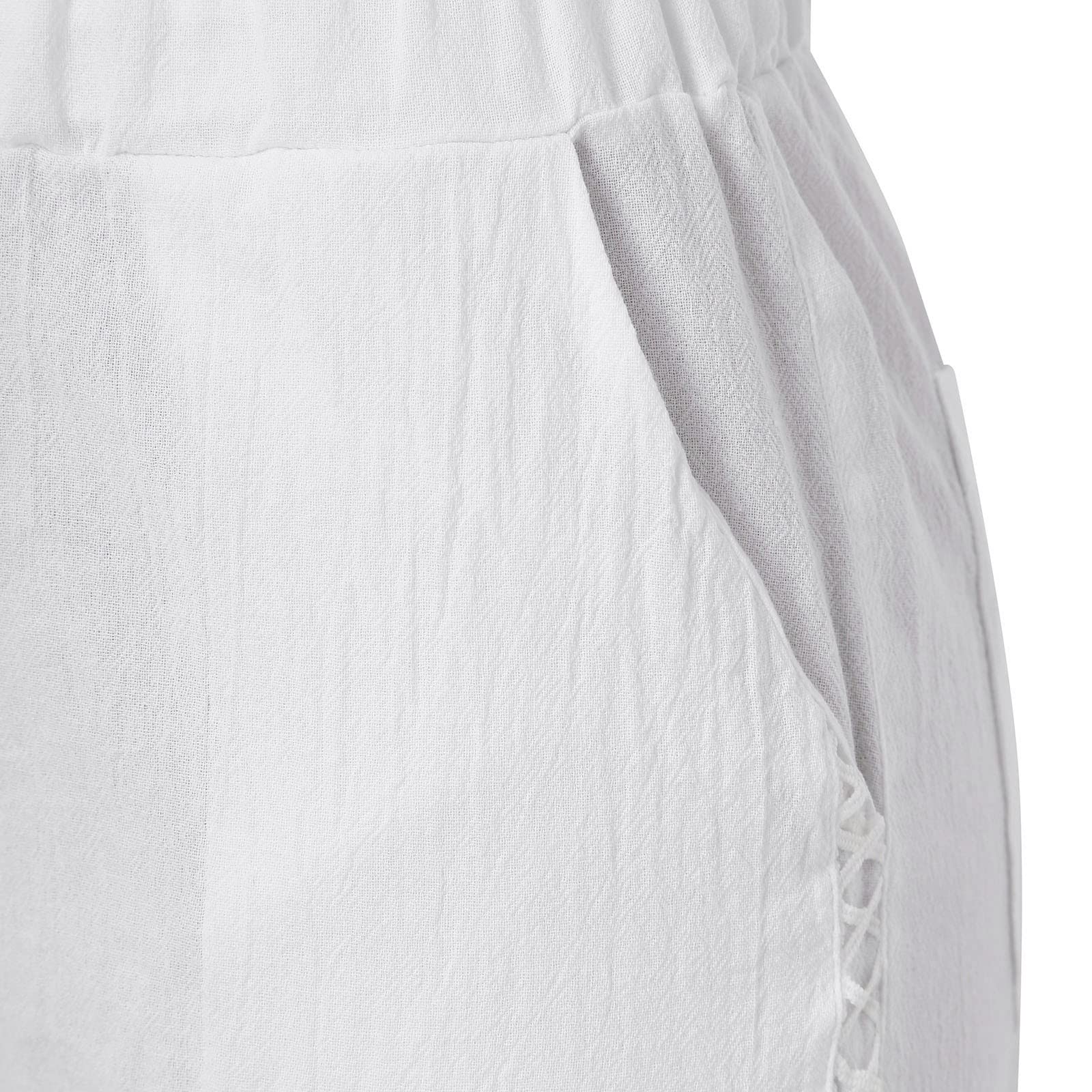 Women's High Waist Casual Pants with Drawstring - Side Cutout Wide Leg Cropped Capri Pants for Summer, Travel & Lounge Wear