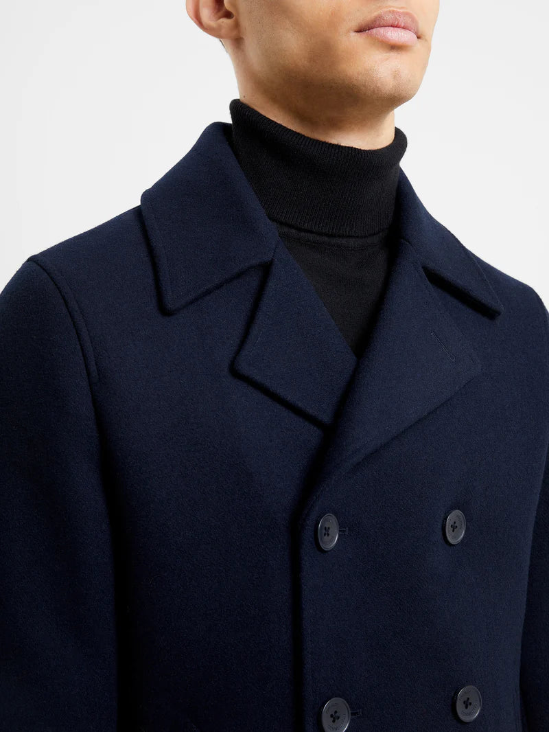 Stylish Double Breasted Peacoat for Men - Classic Winter Wool Coat with Notched Lapel | Perfect for Business, Office & Formal Occasions