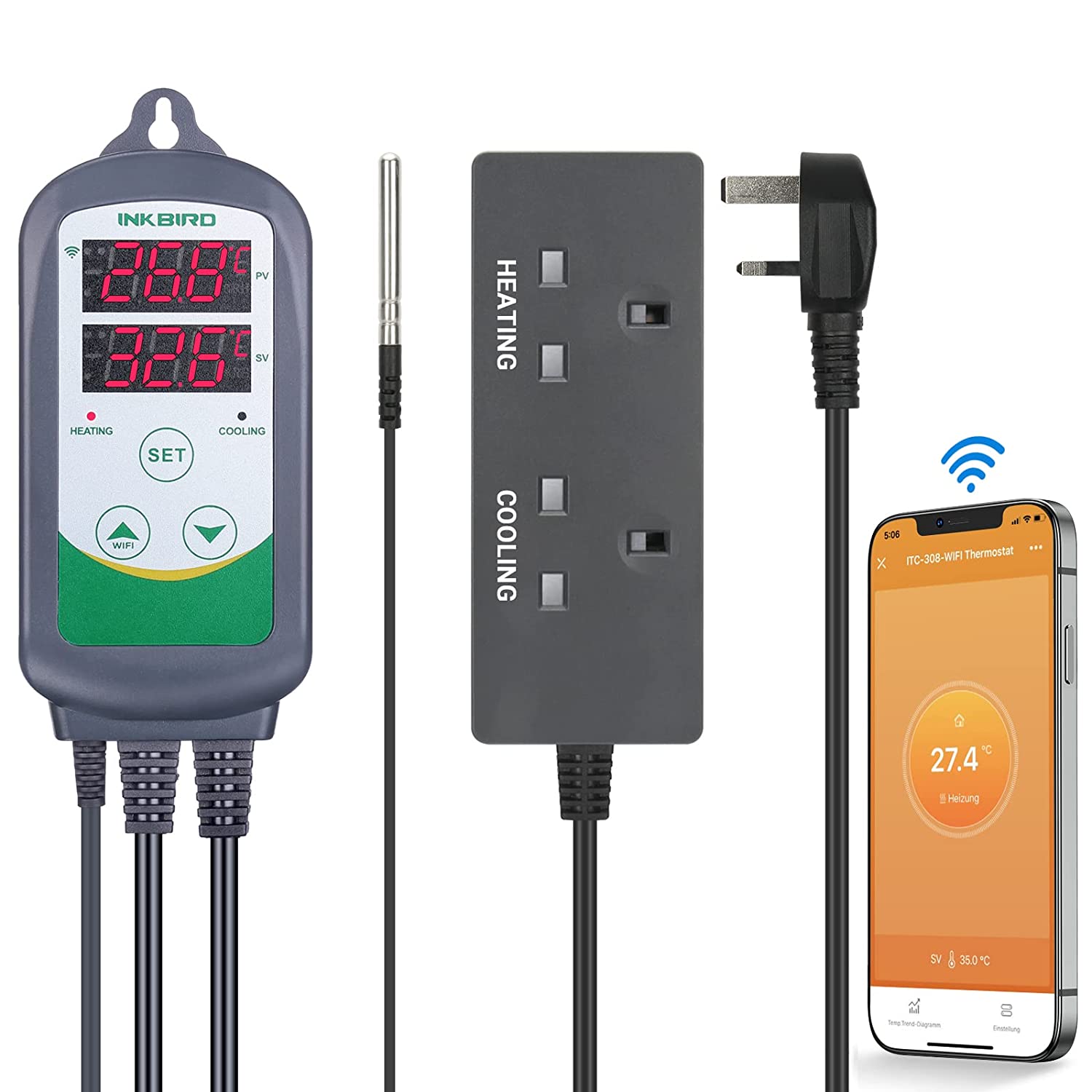 ITC-308 Digital Temperature Controller - Precise Thermostat for Homebrew, Aquariums & Reptile Tanks | Home Brewing, Hydroponics & Terrarium Use