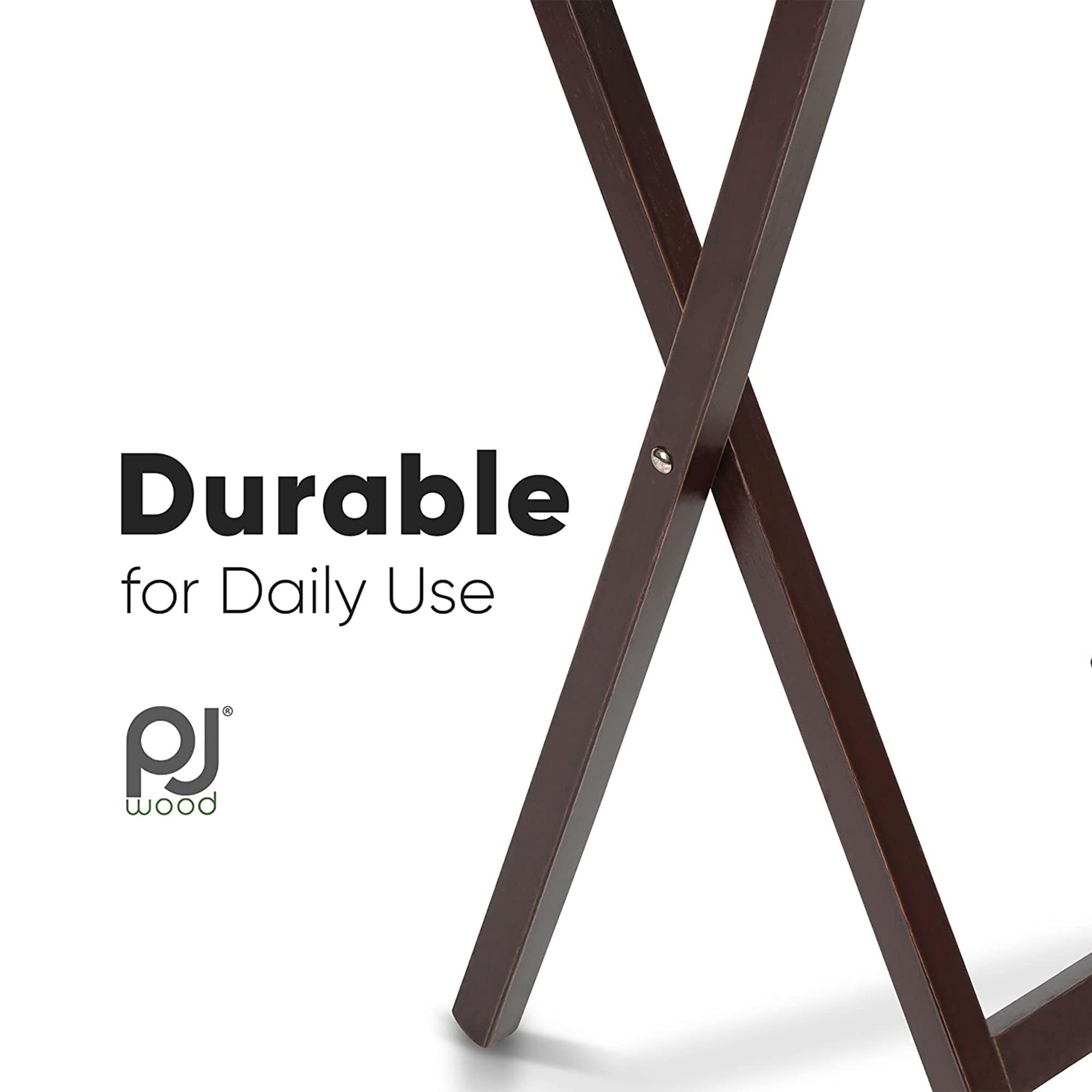 Premium PJ Wood Solid & Sturdy Portable Folding TV Tray Table - Espresso Brown (10-Piece Set) | Snack Desk, Laptop Stand, Breakfast in Bed, Living Room & Dorm Essential