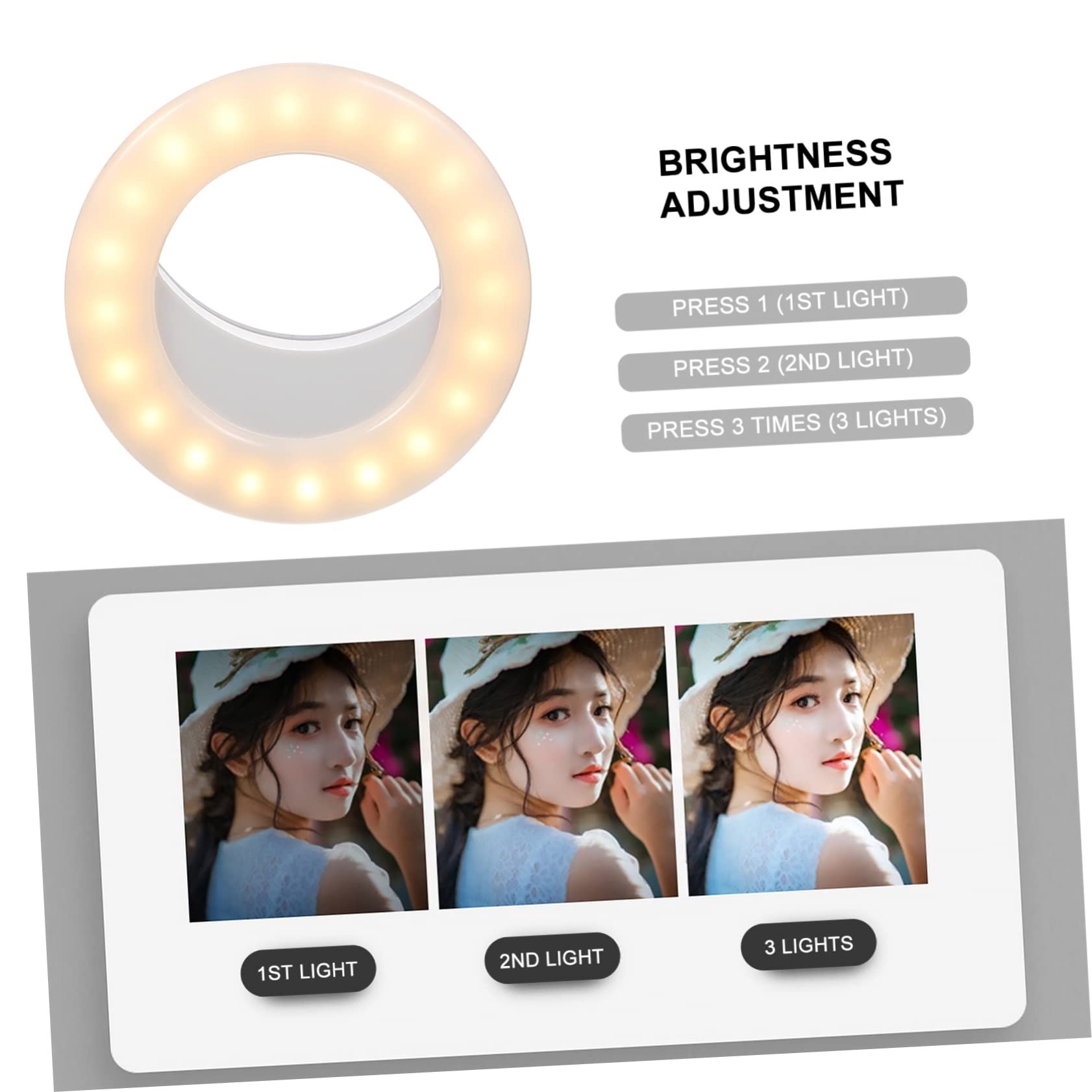 Didiseaon LED Phone Light Holder with Fill Light - Adjustable Desktop Stand for Table Top, Microphone Stand & Computer Use - Perfect for Makeup Vanity, Video Recording & Live Streaming (White, Model L06, ABS Material)