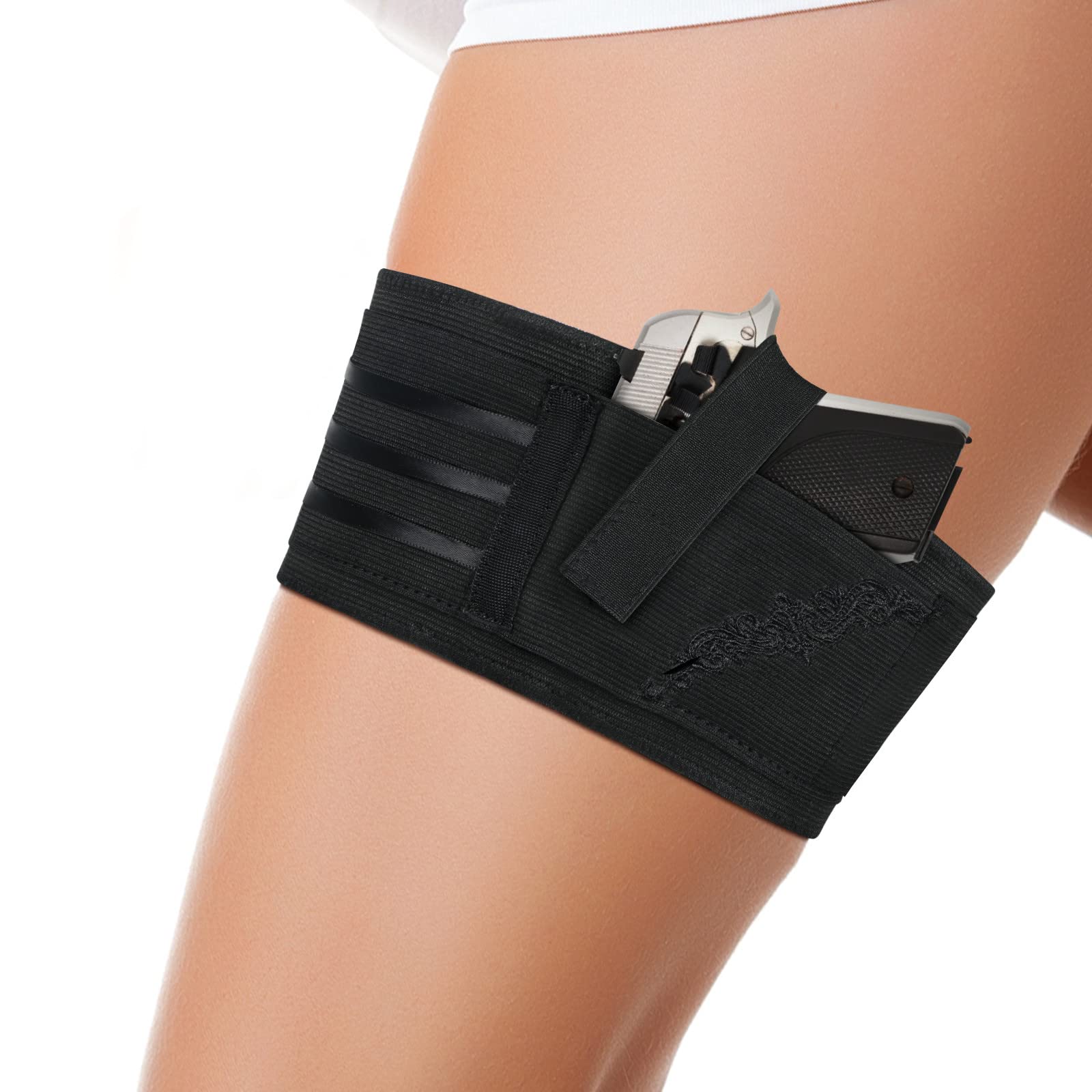 EuroBird Gun Holster for Women – Adjustable Thigh Pistol Holster with Embroidery, Fits PT-22, .22 Caliber, TCP 380, P238, Ruger LCP & Similar Handguns – Perfect for Concealed Carry, Range Training & Outdoor Activities