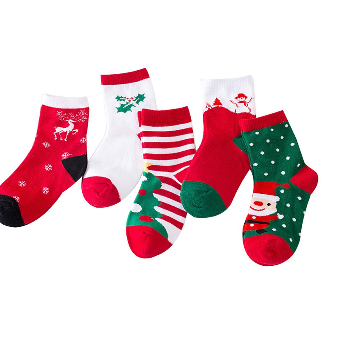 Christmas Socks for Kids - 5 Pairs Holiday Themed Children's Socks for Boys & Girls - Perfect Christmas Gift & Stocking Stuffer for Family Gatherings & Winter Celebrations