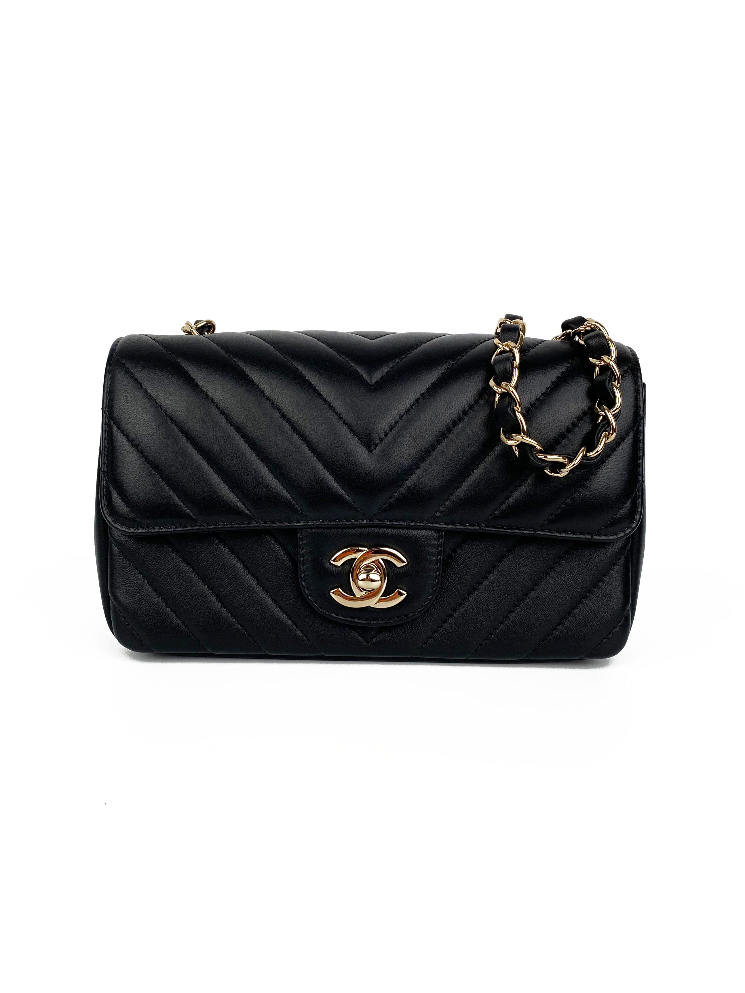 Chanel Mini Black Chevron Classic Flap Bag - Luxury Crossbody Purse for Women | Perfect for Evening Events, Date Nights & Special Occasions