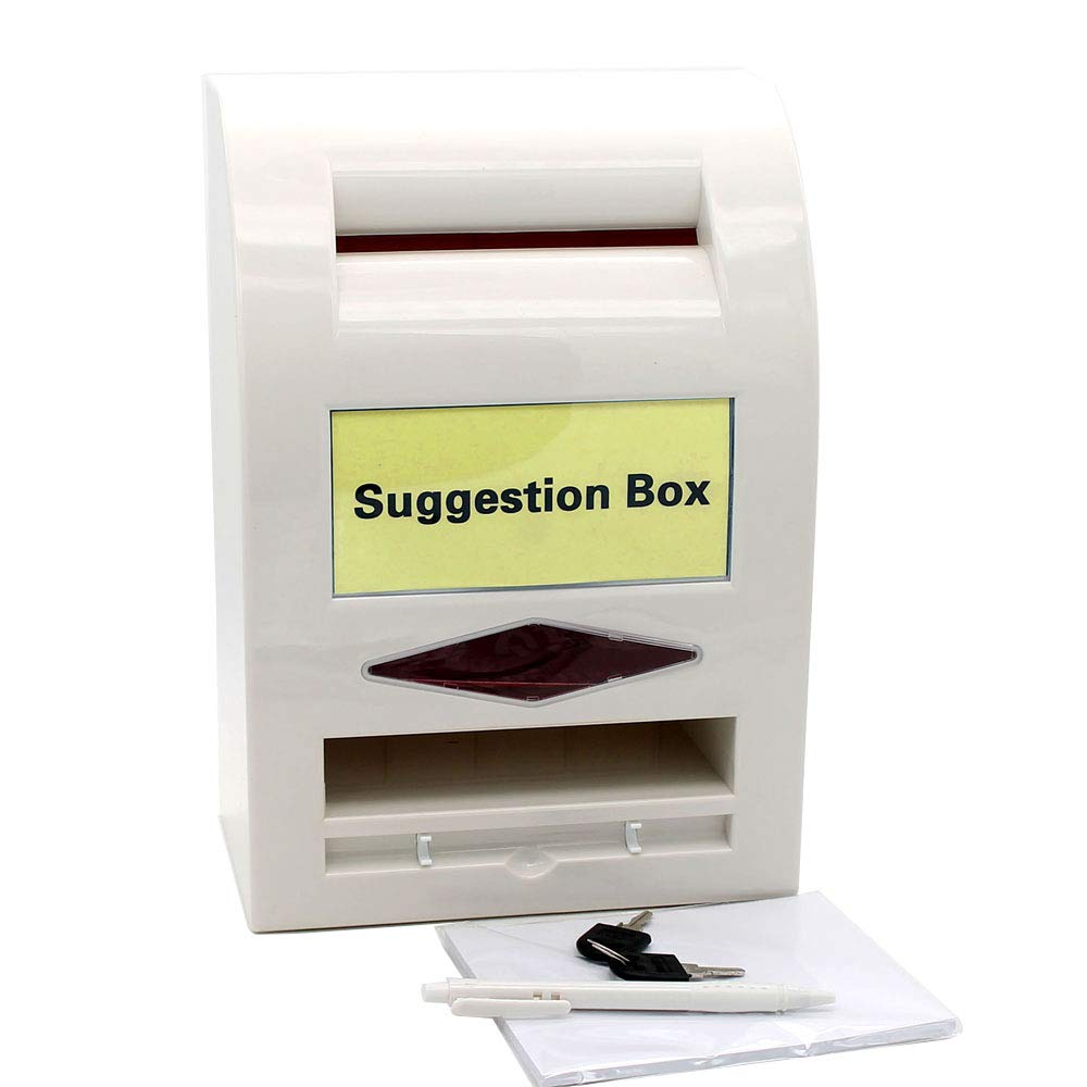 Wall/Countertop Lockable Suggestion Box with Labels & Pen - Office/Store Use