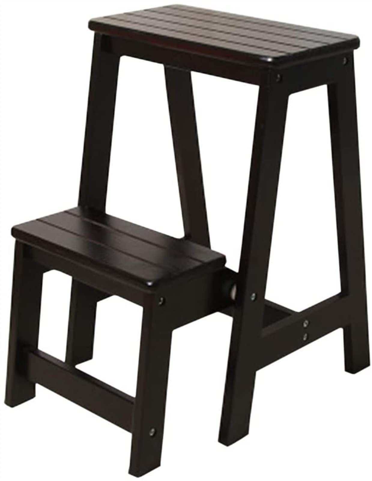 2-Step Wooden Ladder with Anti-Slip Surface - Multi-Functional Folding Step Stool for Home, Library, Bedroom & Living Room - Space-Saving Storage Solution - Perfect as Bookshelf Helper or Decorative Accent