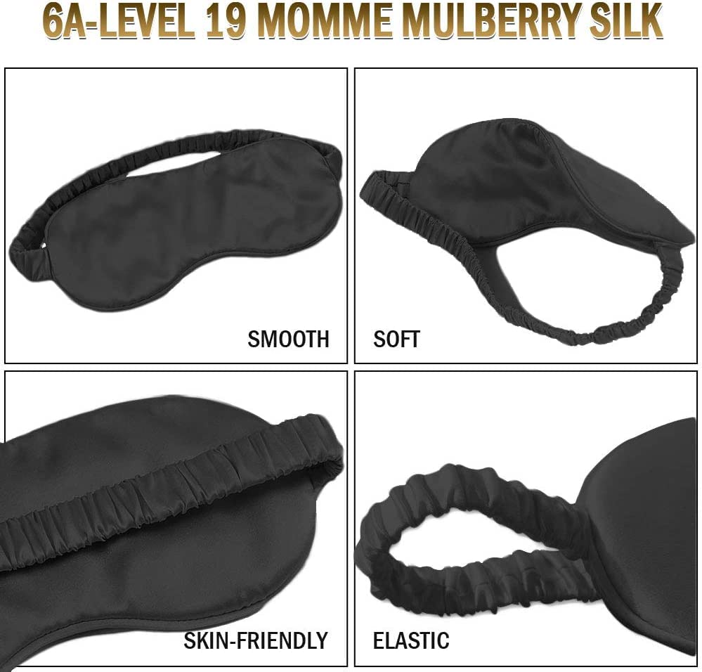 AUGEN 100% Mulberry Silk Sleep Eye Mask for Women & Men - Soft & Breathable Blindfold for Travel, Nap & Night Sleep - Pink (Pack of 1) - Perfect Gift for Insomnia Relief & Relaxation