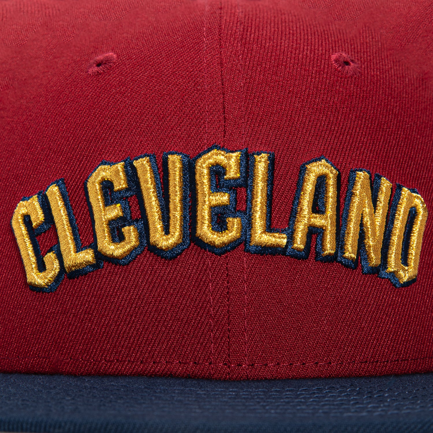 New Era 59Fifty Cleveland Guardians Alternate Logo Patch Word Hat - Cardinal, Navy, Metallic Gold - Official MLB Baseball Cap for Fans & Streetwear Fashion