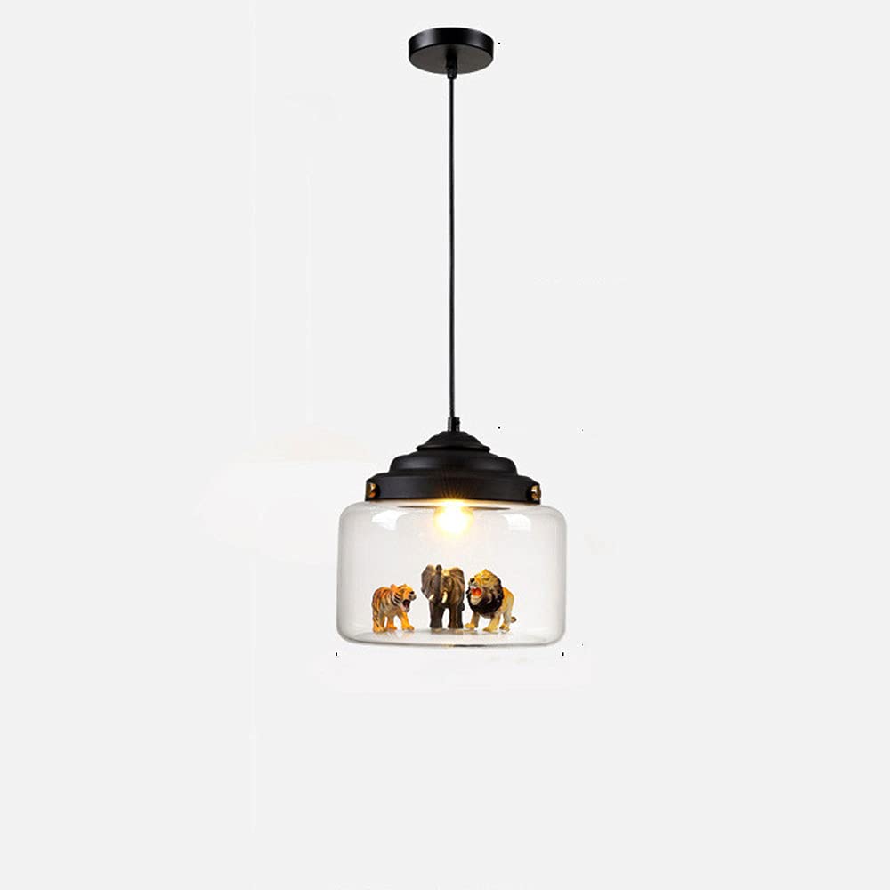Nordic Wrought Iron Glass Pendant Light - Animal Cartoon Chandelier for Bedroom, Restaurant, Cafe & Clothing Store | Creative Kids Room Decor & Artistic Lighting Fixture