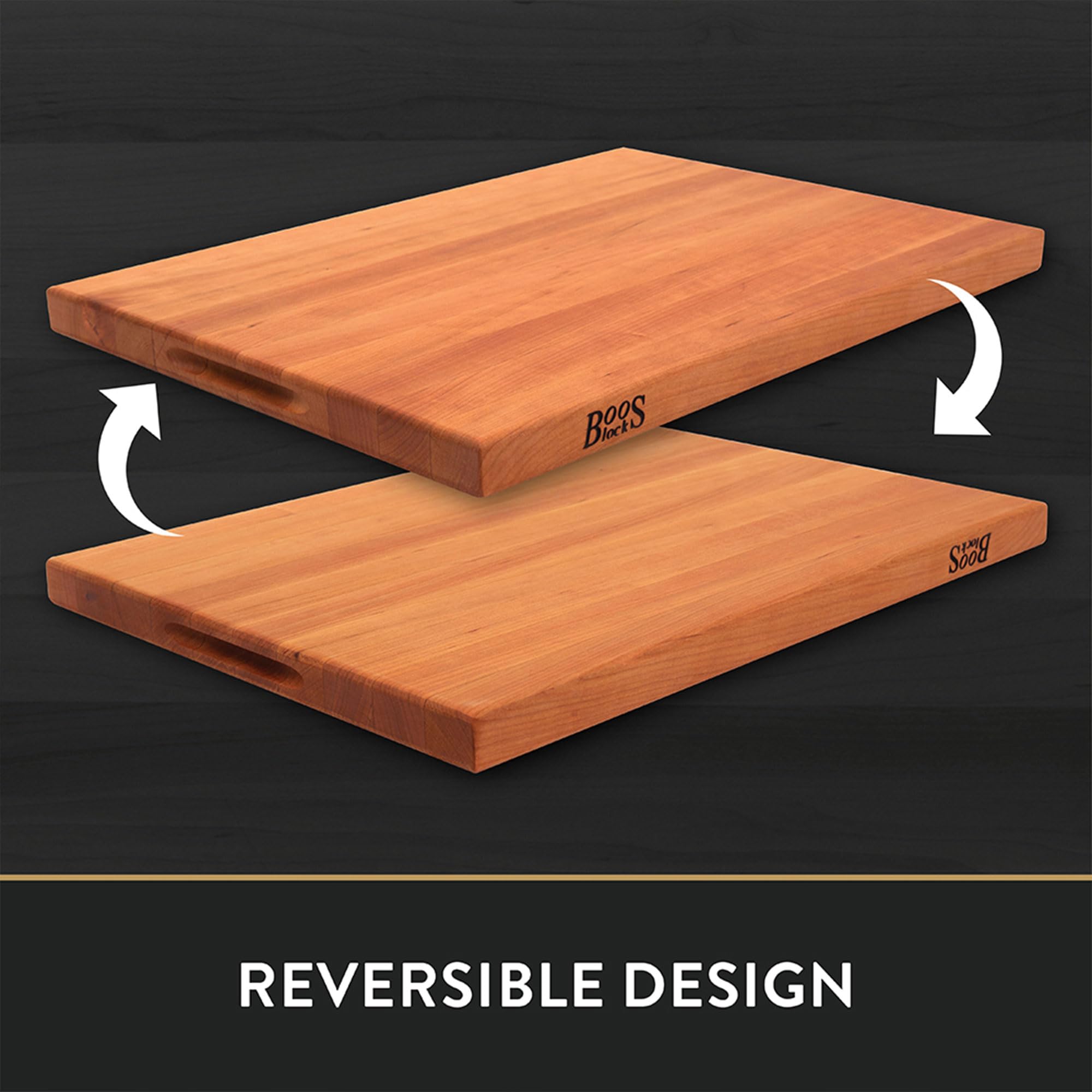 John Boos Block R-Board Reversible Wood Cutting Board - 24x18x1.5 Inch Cherry Wood - Premium Kitchen Cutting Board for Chefs & Home Cooking - Perfect for Meat, Vegetables & Food Prep