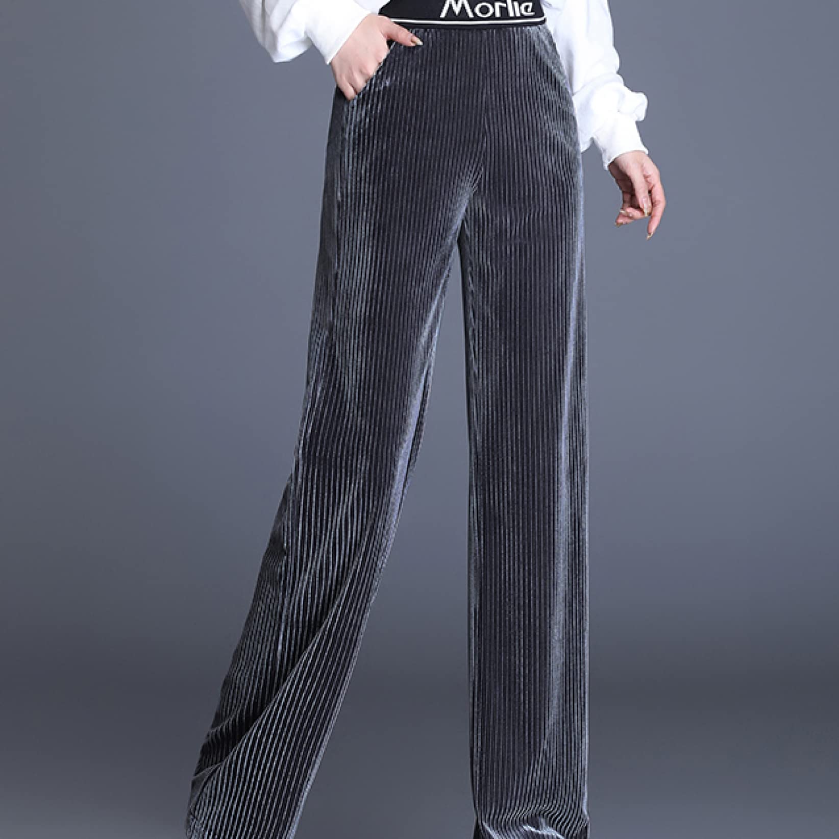 Women's High Waisted Wide Leg Sweatpants - Tummy Control Stretch Dress Pants for Work & Casual Wear | Comfortable Lounge Pants for All Seasons | Perfect for Office, Yoga, Travel & Home Relaxation