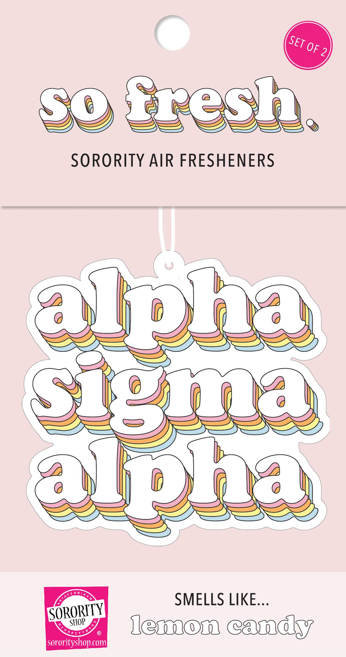 Alpha Sigma Alpha Retro Car Air Freshener - 2 Pack Hanging Air Fresheners for Car, Home & Office - Long Lasting Fragrance for Vehicles, Closets & Small Spaces