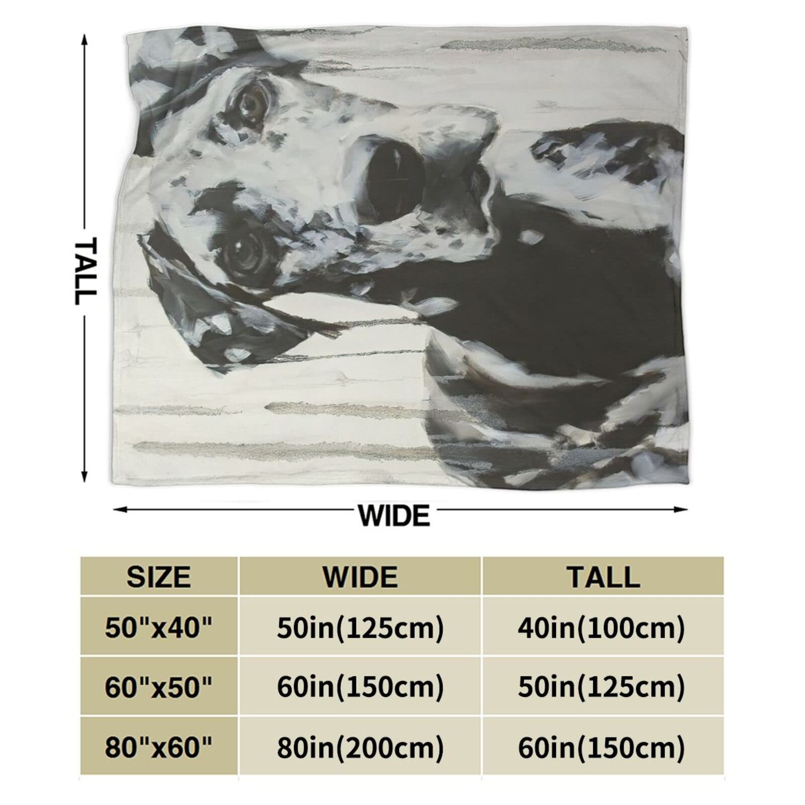 Large Black and White Harlequin Great Dane Mix Flannel Plush Soft Thanksgiving Throw Blanket - Cozy Lightweight Decorative Couch Blanket for Fall, Winter & Holiday Decor