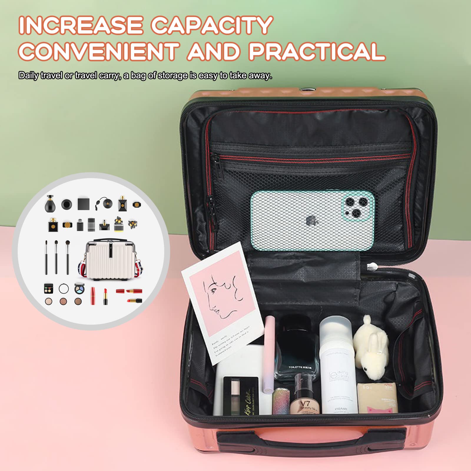 Balakaka Waterproof Makeup Travel Bag - Lightweight Cosmetic Case with Zipper, Portable Vanity Organizer for Women & Girls | Perfect for Travel, Gym, and Daily Beauty Essentials