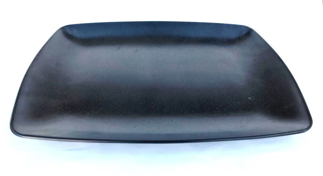 Premium Black Melamine Rectangular Plates - 14.75