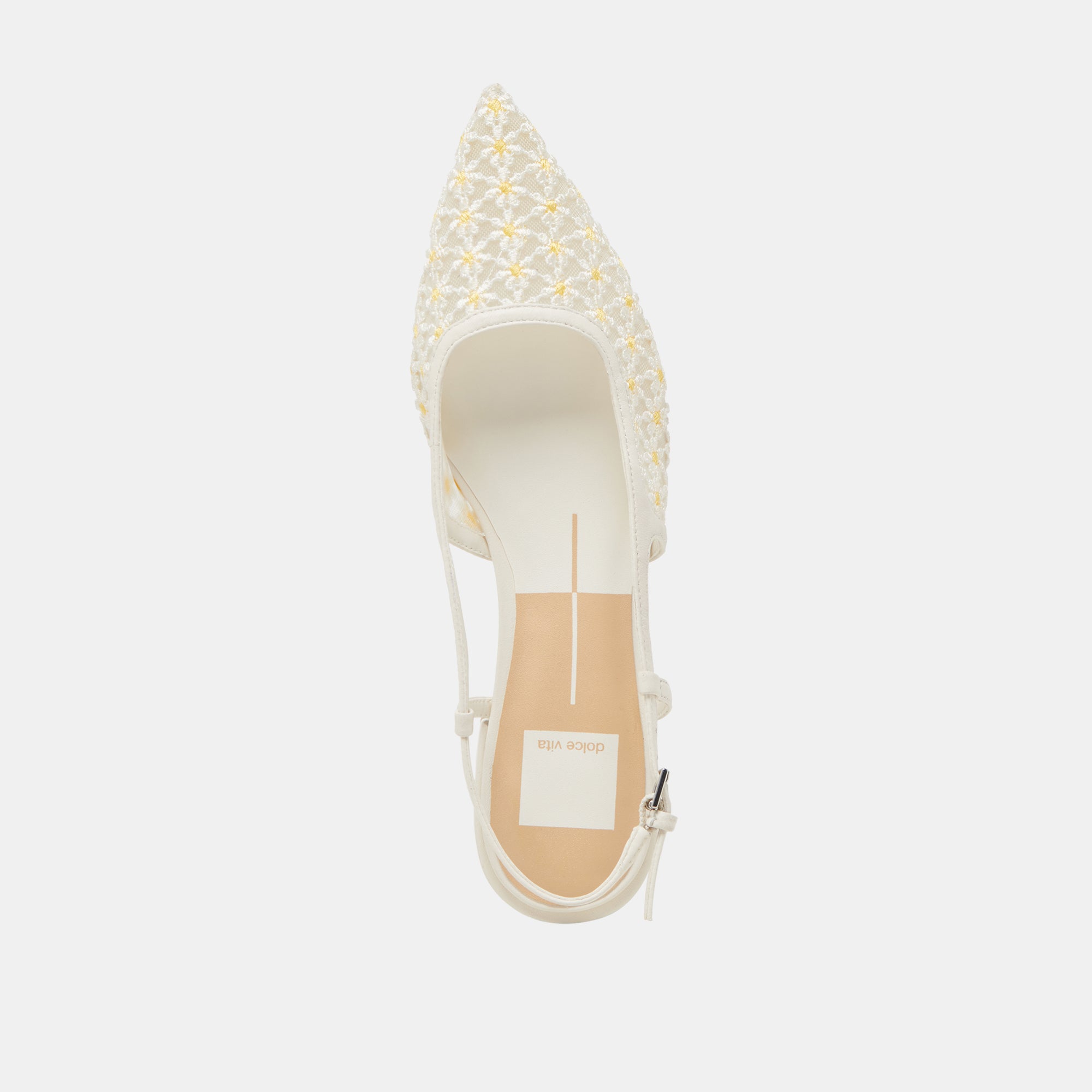 PAMIE Floral Flats for Women - White & Yellow Mesh Summer Sandals - Comfortable Casual Shoes for Beach, Walking, and Outdoor Activities