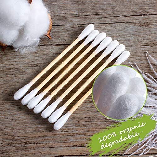 Anshri 500 Count Bamboo Cotton Swabs - 100% Natural Eco-Friendly Cotton Buds for Adults & Babies | Gentle Ear Cleaning, Makeup Application, First Aid & Crafting