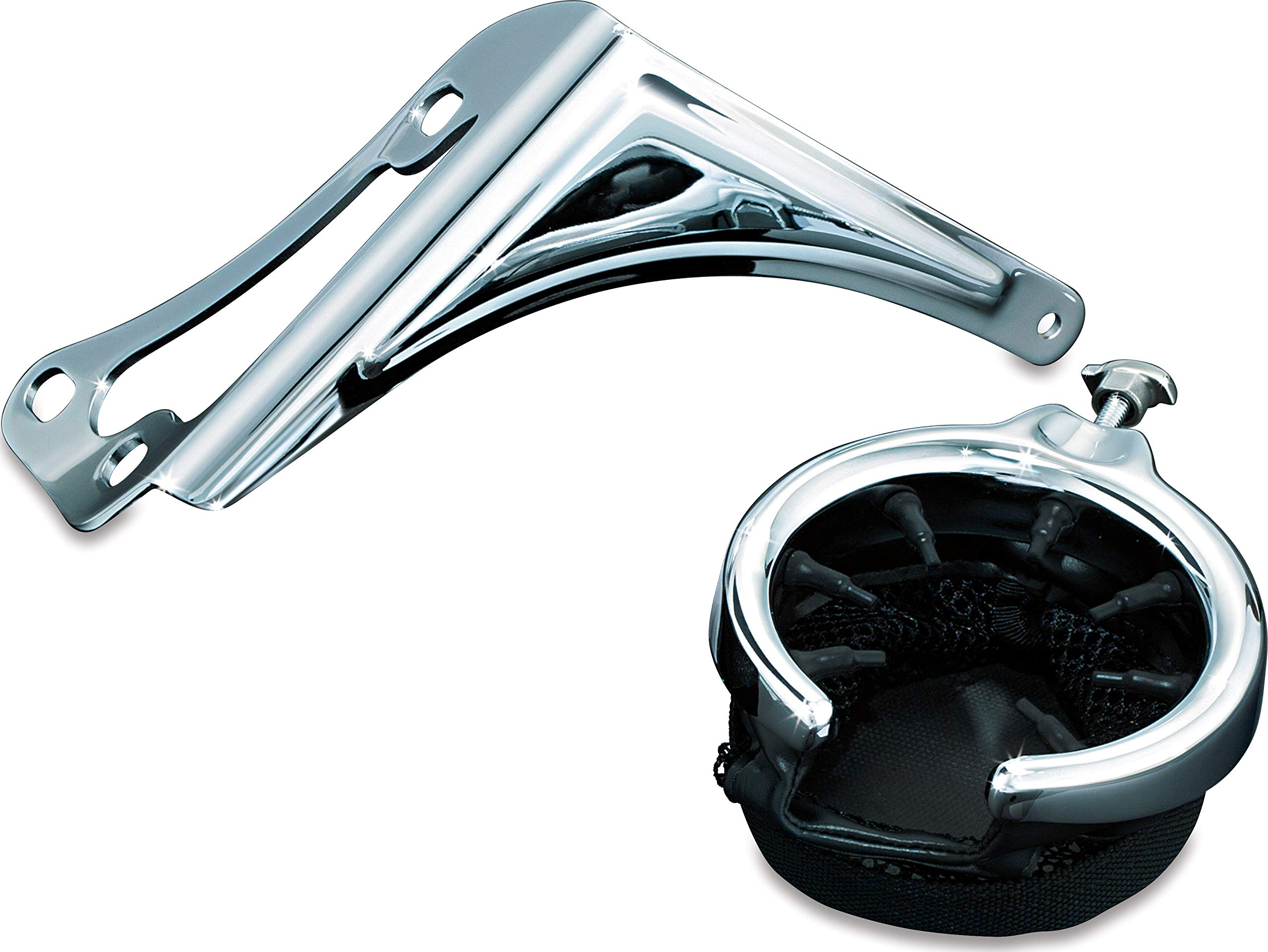 Kuryakyn 1482 Chrome Motorcycle Cup Holder with Mesh Basket - Right Side Passenger Drink Holder for 1998-2013 Harley-Davidson Bikes | Perfect for Road Trips & Long Rides